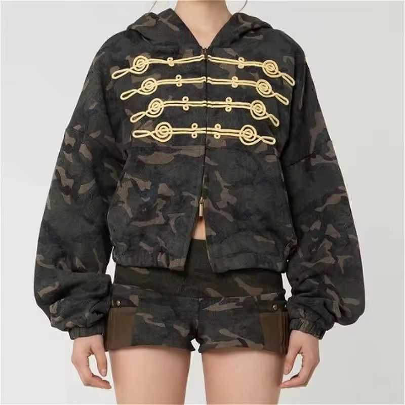 Japanese Brand Japanese Embroidery Camo Y2K Style Button Hoodie Jacket Size US M / EU 48-50 / 2 - 1 Thumbnail