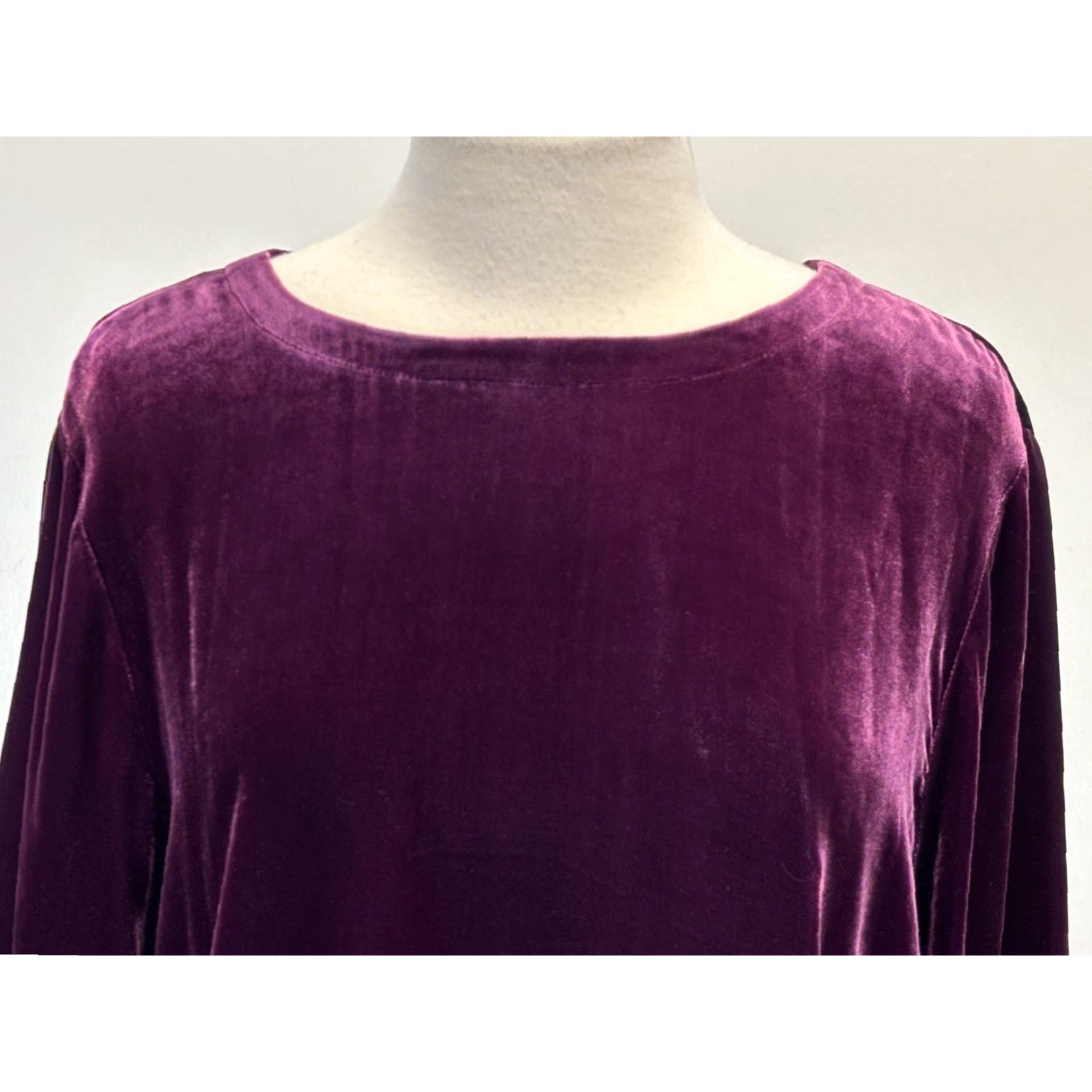 Eileen Fisher VINTAGE Eileen Fisher Velvet Shift Dress XL Dark Magenta Silk Blend Comfort Party Size XL / US 12-14 / IT 48-50 - 5 Thumbnail
