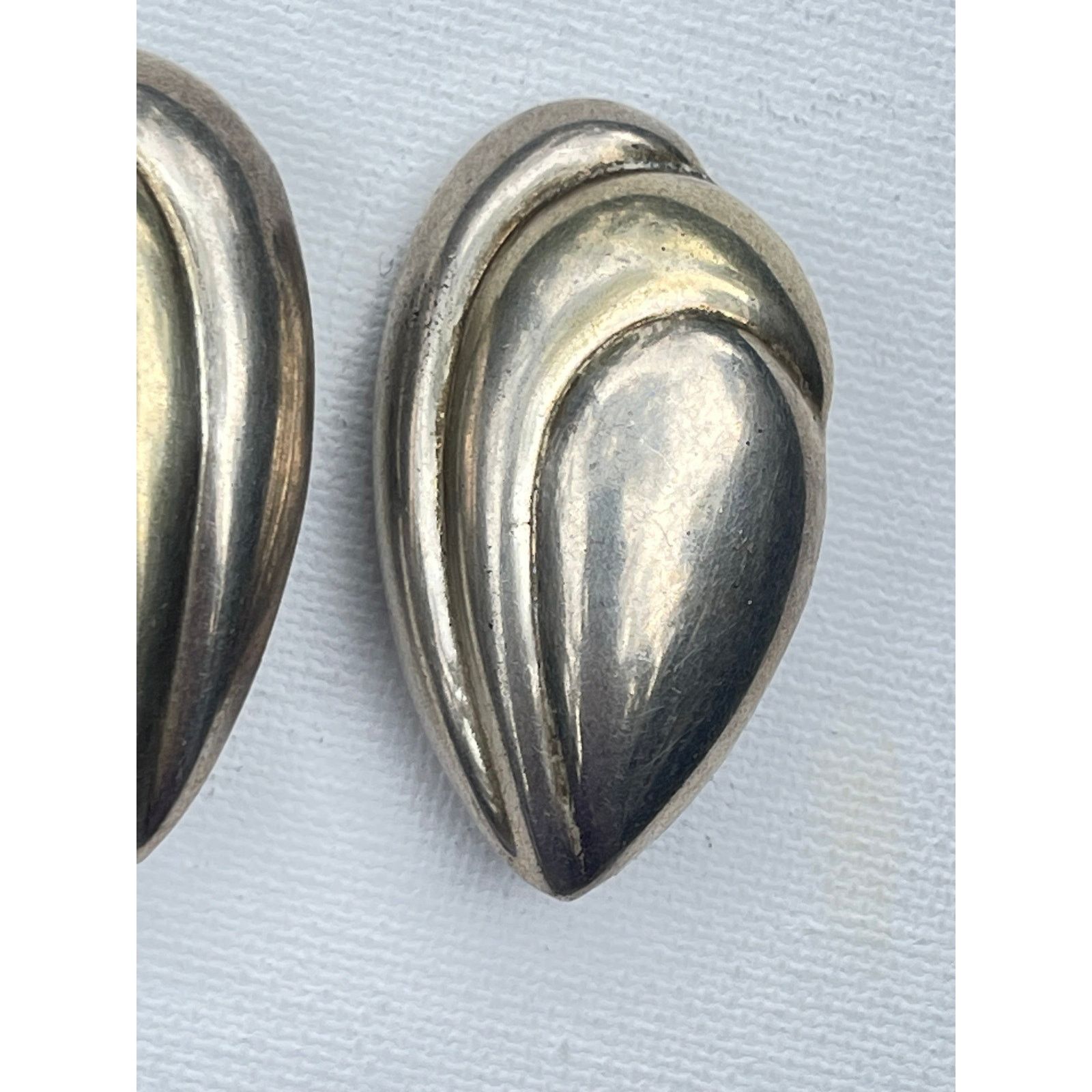Vintage Vintage Modernist Sterling Silver Earrings - Clip On Size ONE SIZE - 4 Thumbnail