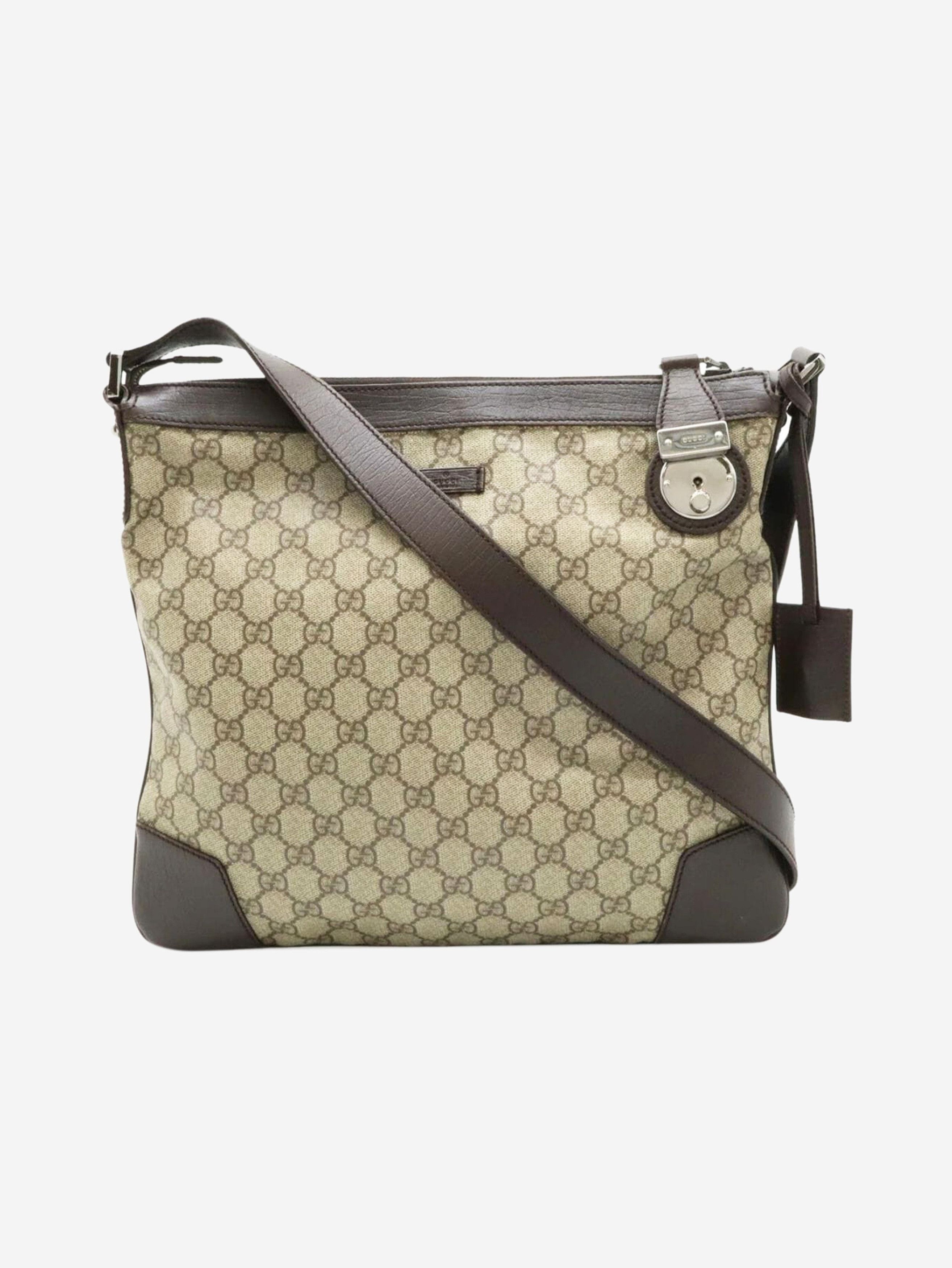 Gucci Brown GG Supreme canvas and leather shoulder bag Size ONE SIZE - 1 Thumbnail
