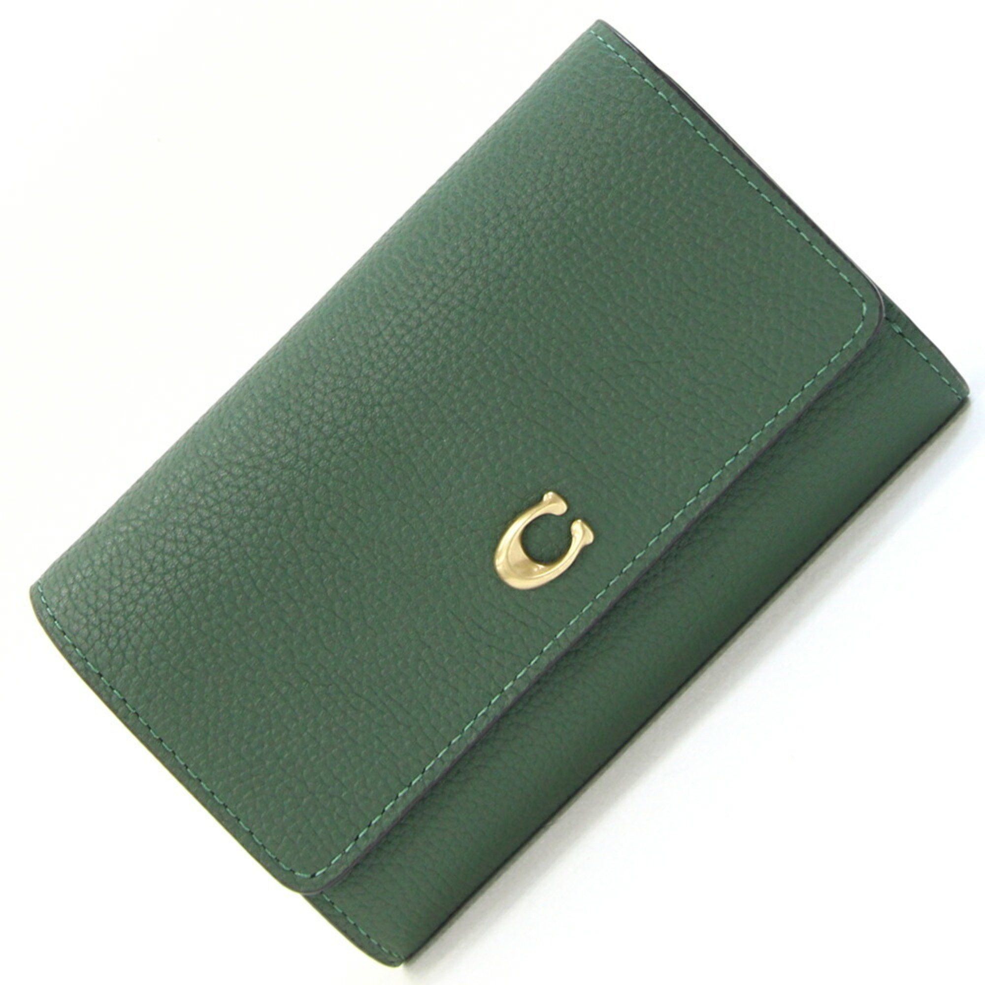 Coach Coach Tri-fold Wallet Essential Medium Flap CP025 Green Leather Women's COACH Size ONE SIZE - 1 Thumbnail