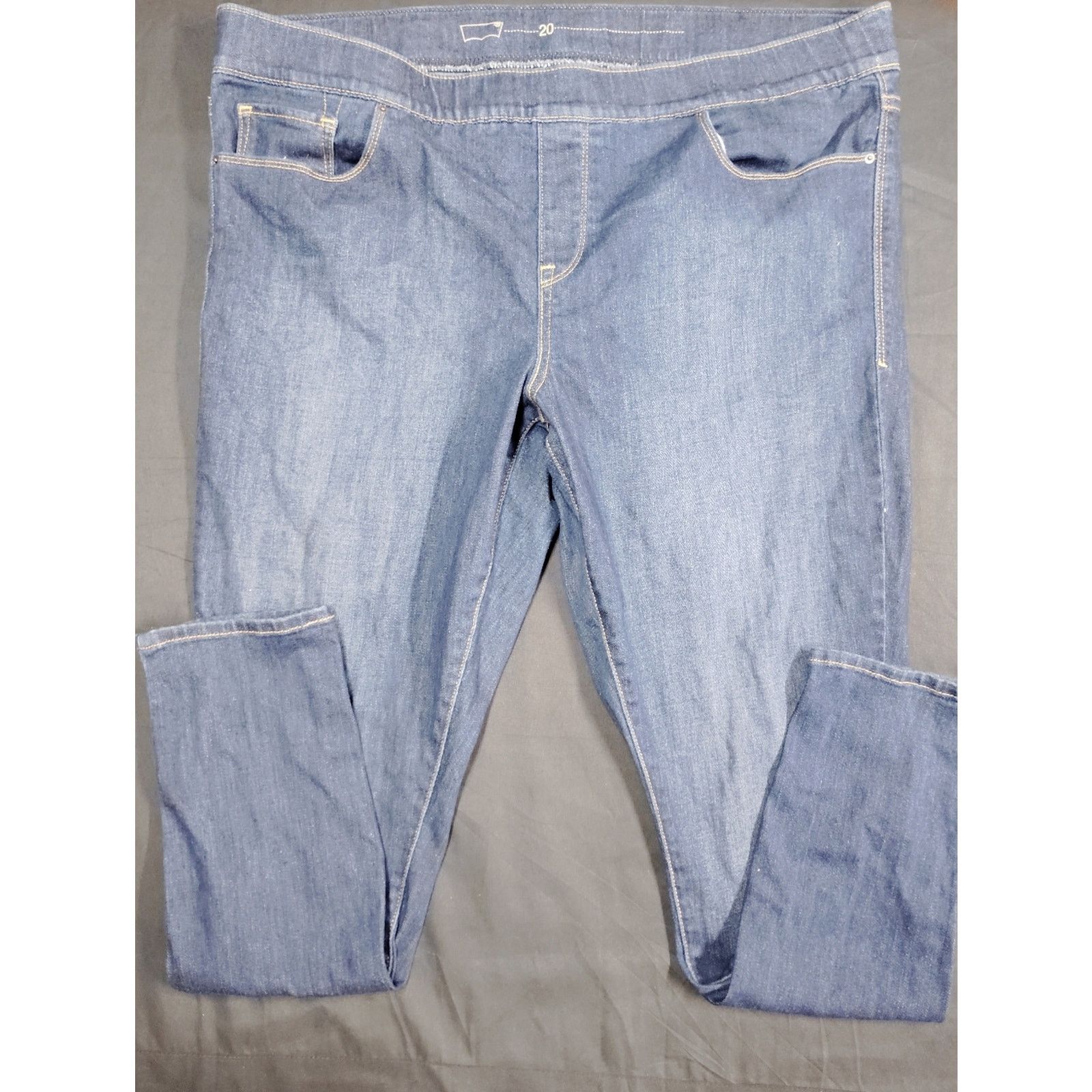 Levi's Levi's Womens Pull On Straight Medium Blue Denim Jeans Size 42" / US 20 - 1 Thumbnail