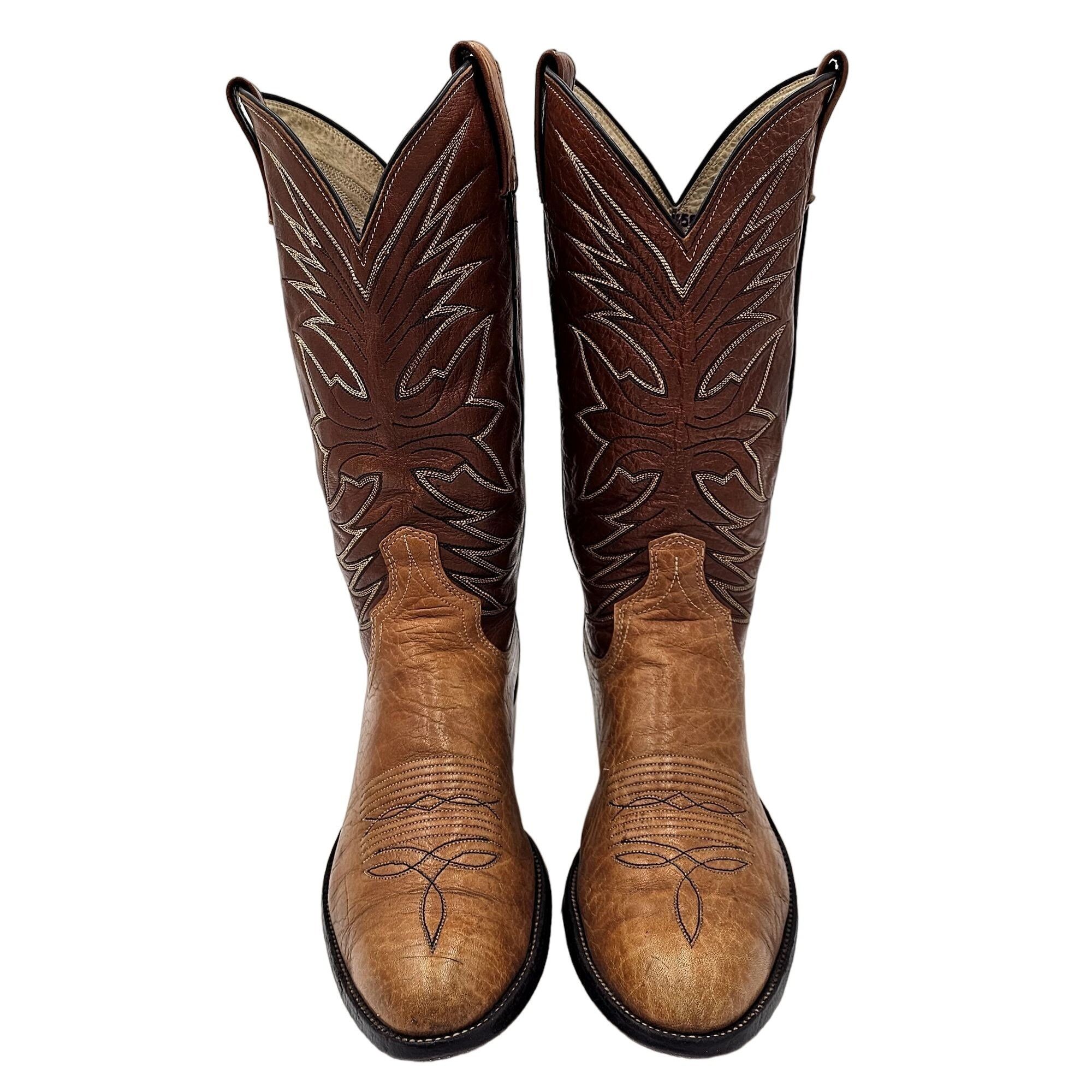 Dan Post Vintage Dan Post Exotic Print 6758 Mens 9.5D Brown Leather Size US 9.5 / EU 42-43 - 15 Thumbnail