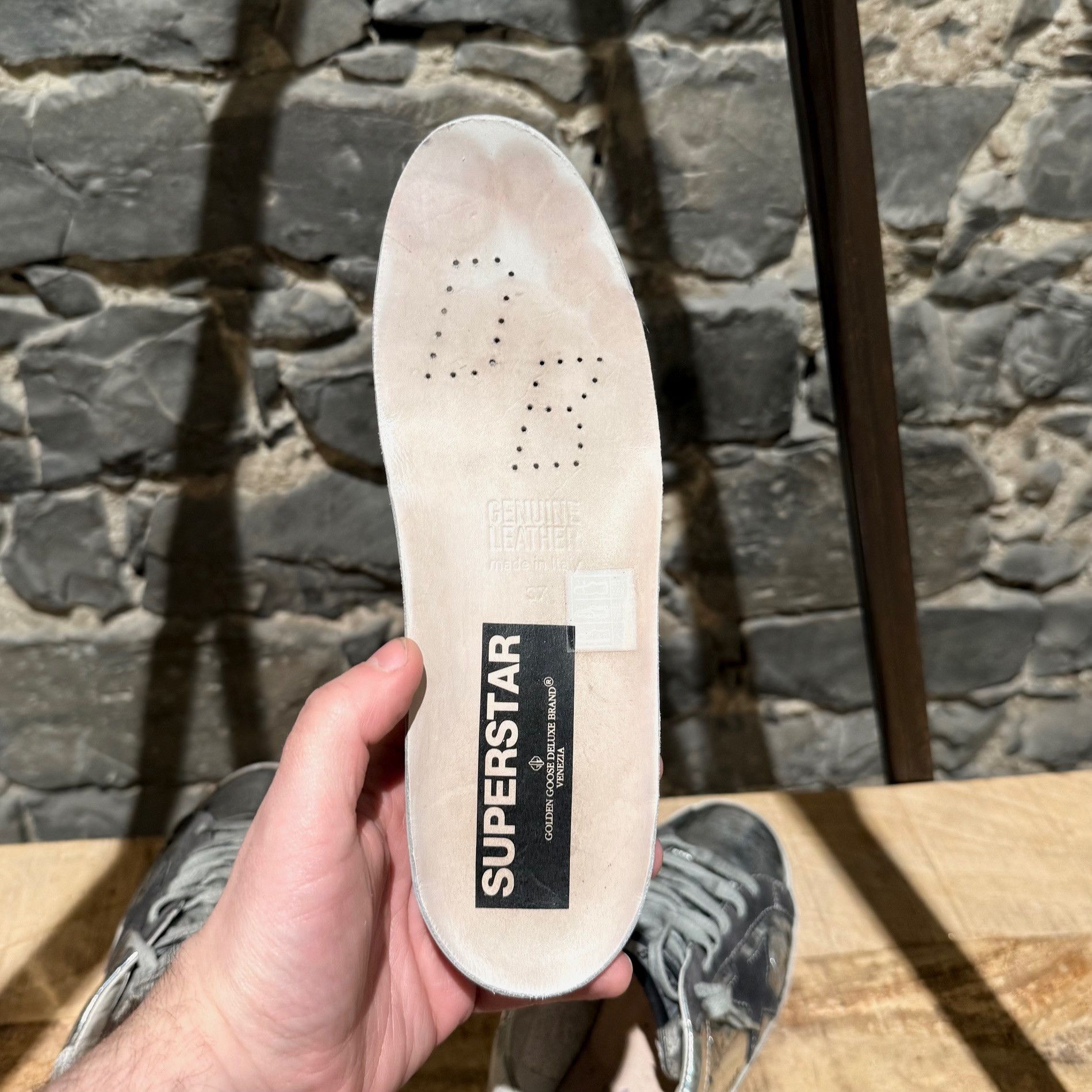 Golden Goose Silver Metallic Leather Superstar Sneakers