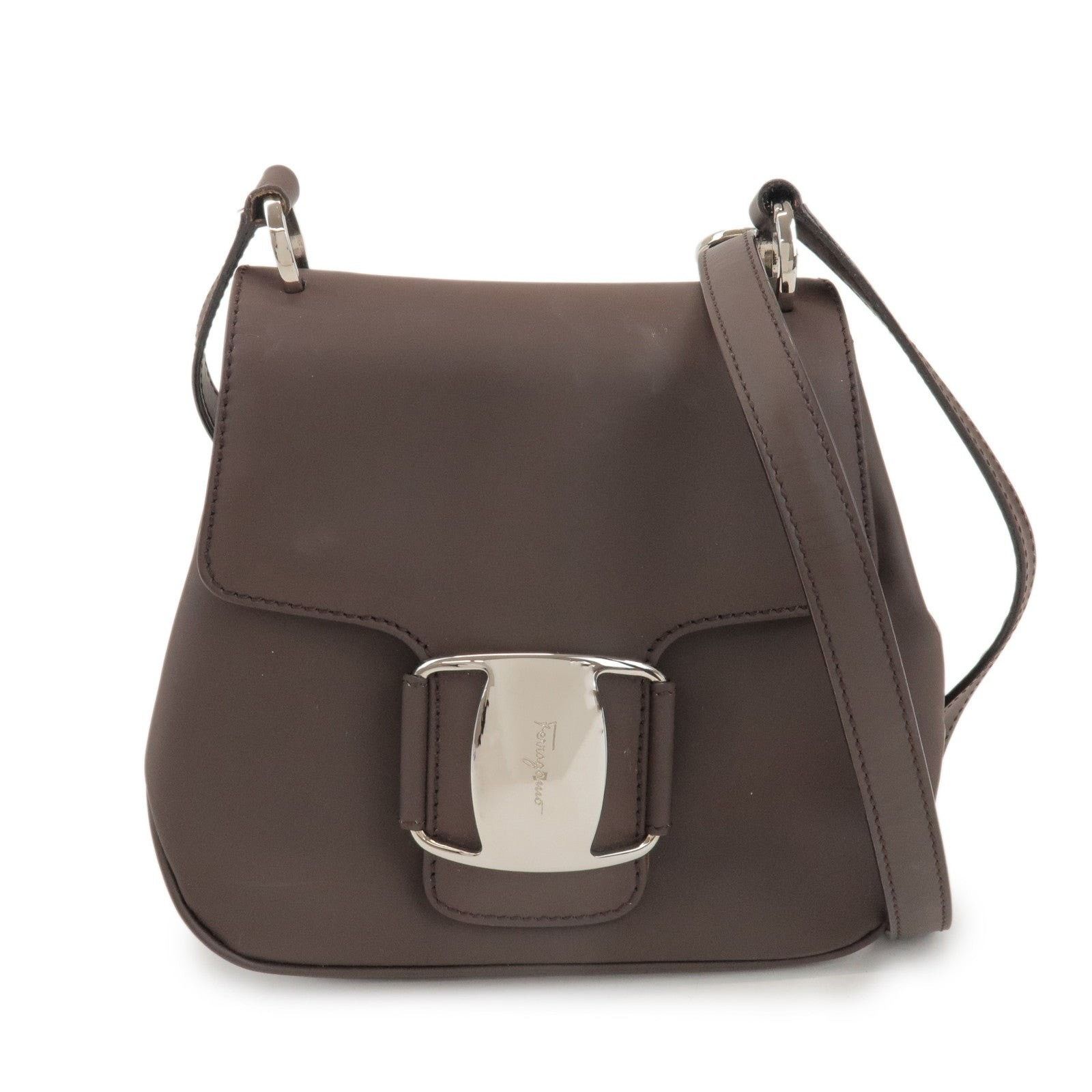 Salvatore Ferragamo Ferragamo Vara Calfskin Crossbody Bag Brown Size ONE SIZE - 1 Thumbnail