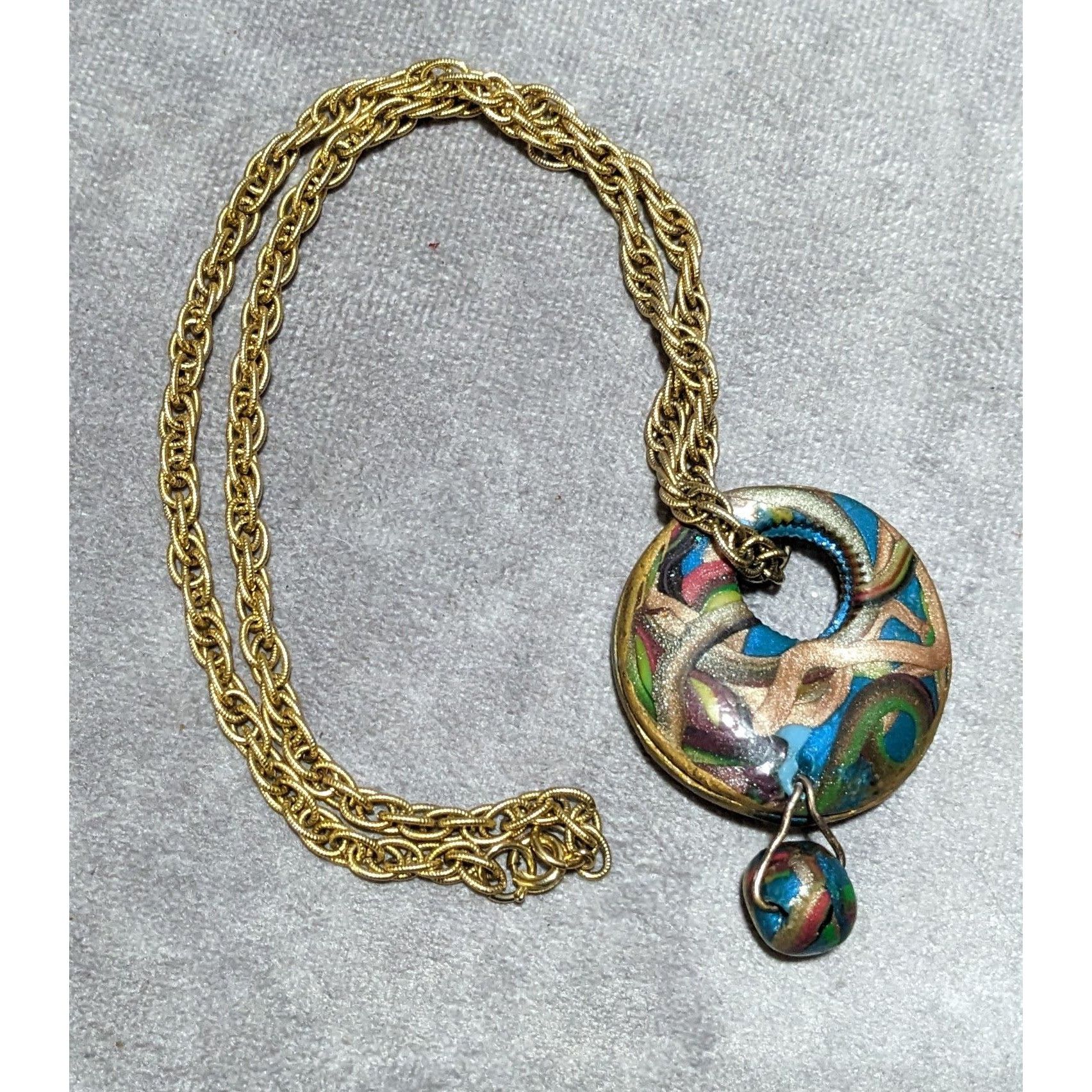 Other Handmade Abstract Rainbow Squiggle Pendant Necklace Size ONE SIZE - 10 Thumbnail