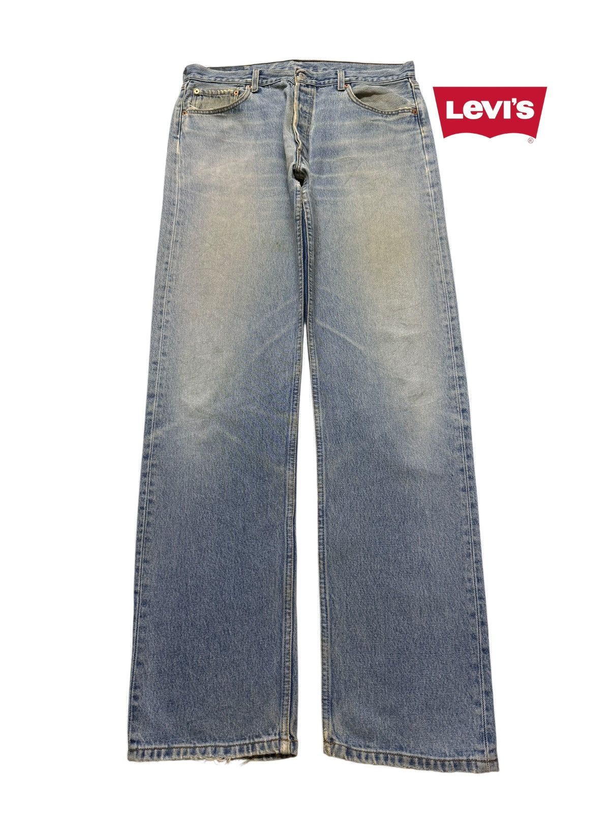 Levi's Vintage 90s Levis 501 Retro Blue Faded Wash Straight Leg Size US 35 - 1 Thumbnail