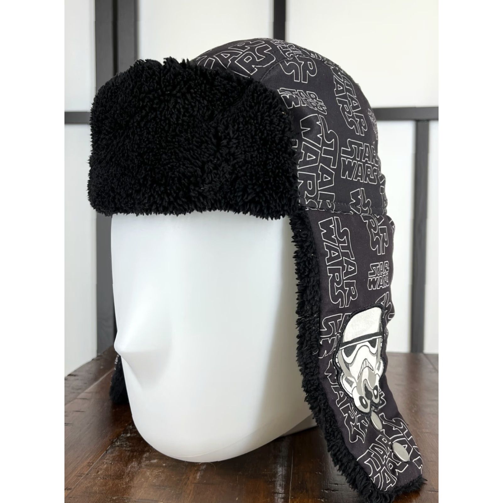 Star Wars Star Wars Trapper Hat Adult One Size Gray Black Insulated Flaps Storm Trooper F Mens Cap Winter Hat Men’s Knit 90s Movie Theme Size ONE SIZE - 4 Thumbnail