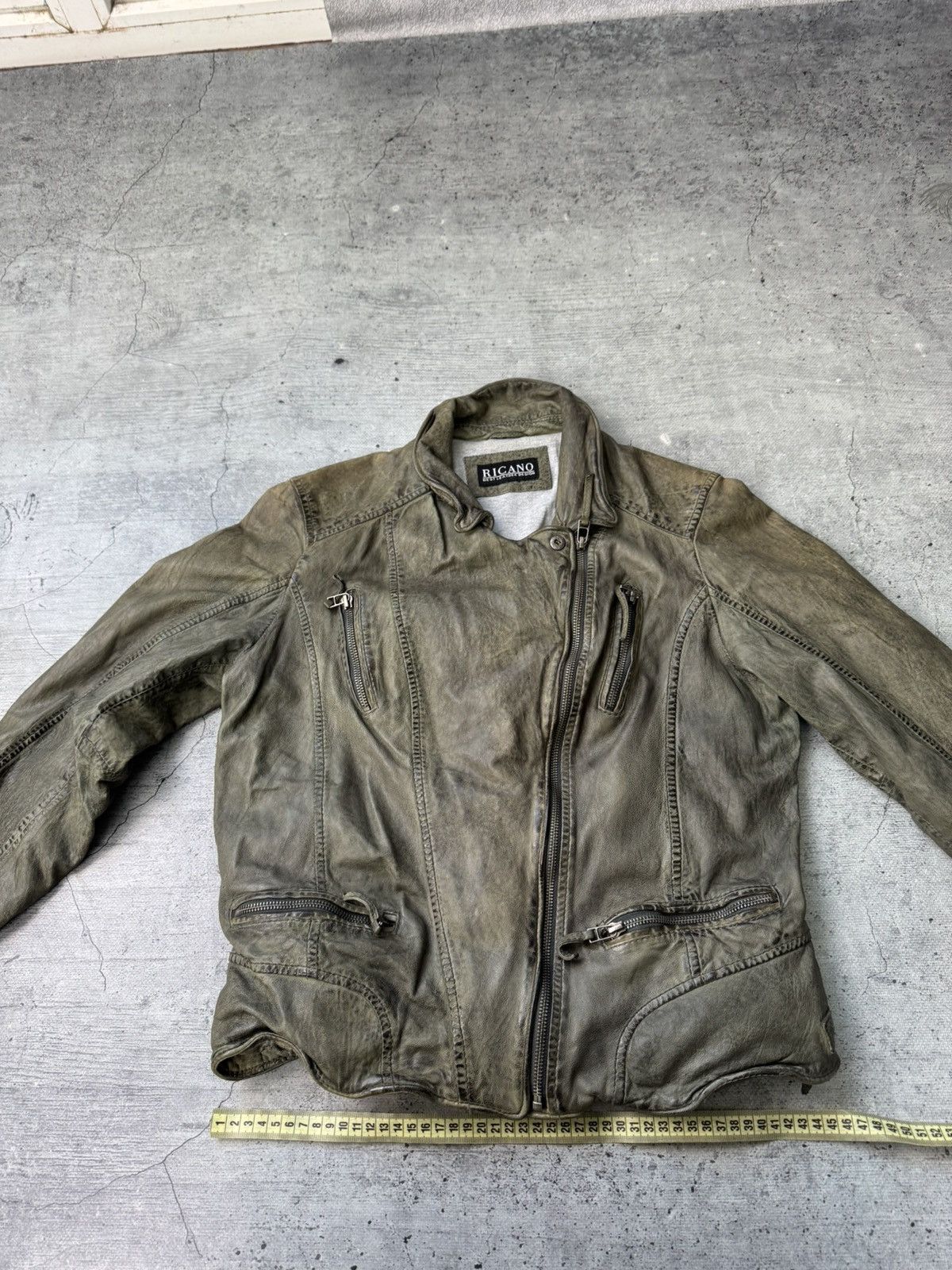 Genuine Leather Y2K Asymmetrical zip Leather jacket Rick Owens VTG STYLE Size XL / US 12-14 / IT 48-50 - 8 Thumbnail