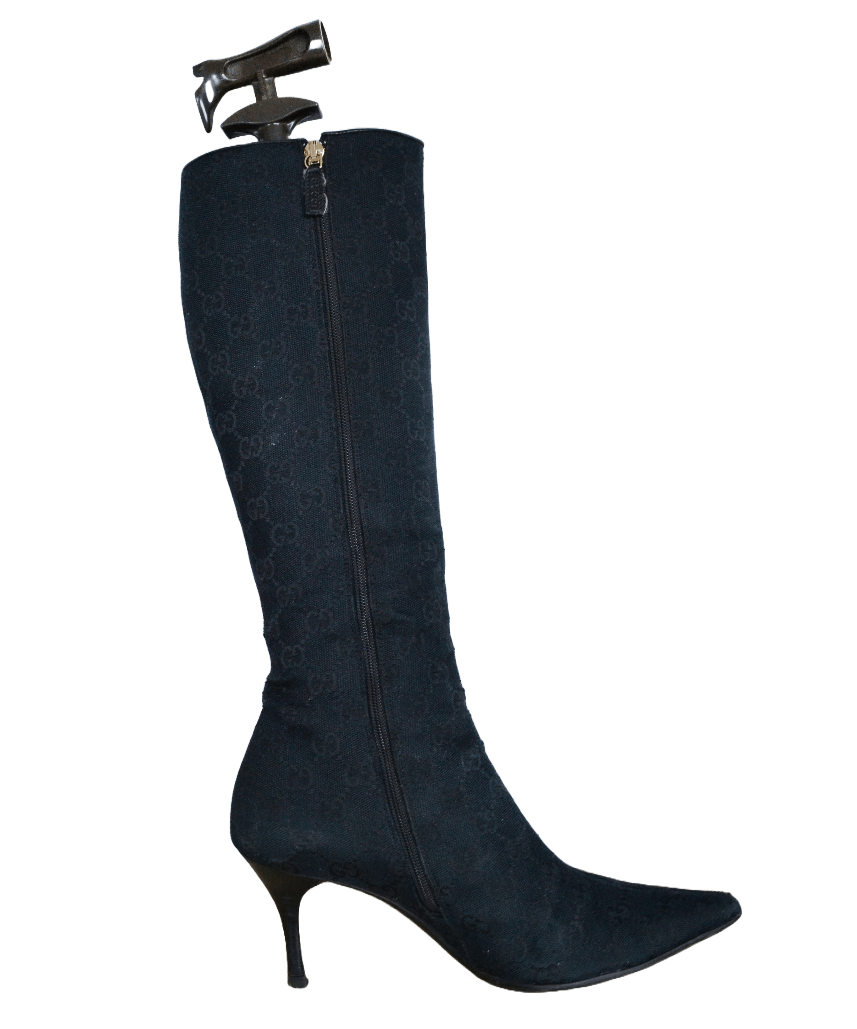 Gucci 🔴 GUCCI Heels Boots Monogram Black Tall GG Zip TOM FORD Size US 6 / IT 36 - 1 Thumbnail