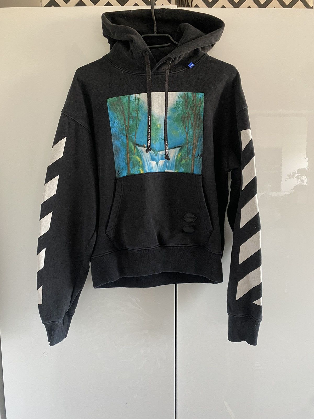 Off white hoodie waterfall best sale