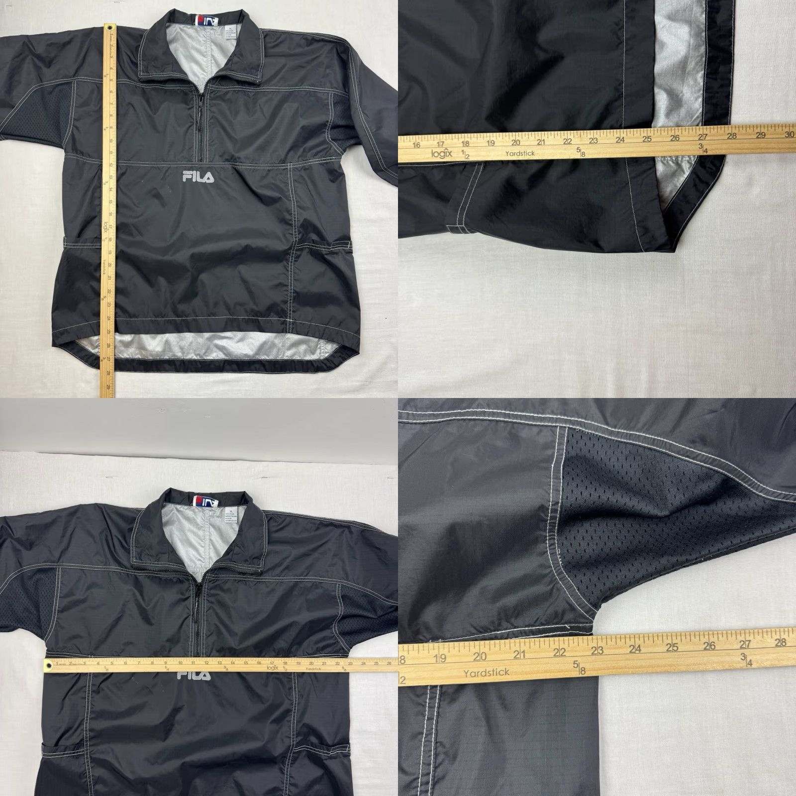 Fila VINTAGE FILA Windbreaker Jacket Mens XL Black Nylon Zip 90s Y2K Hipster Quarter Zip Size US XL / EU 56 / 4 - 8 Thumbnail