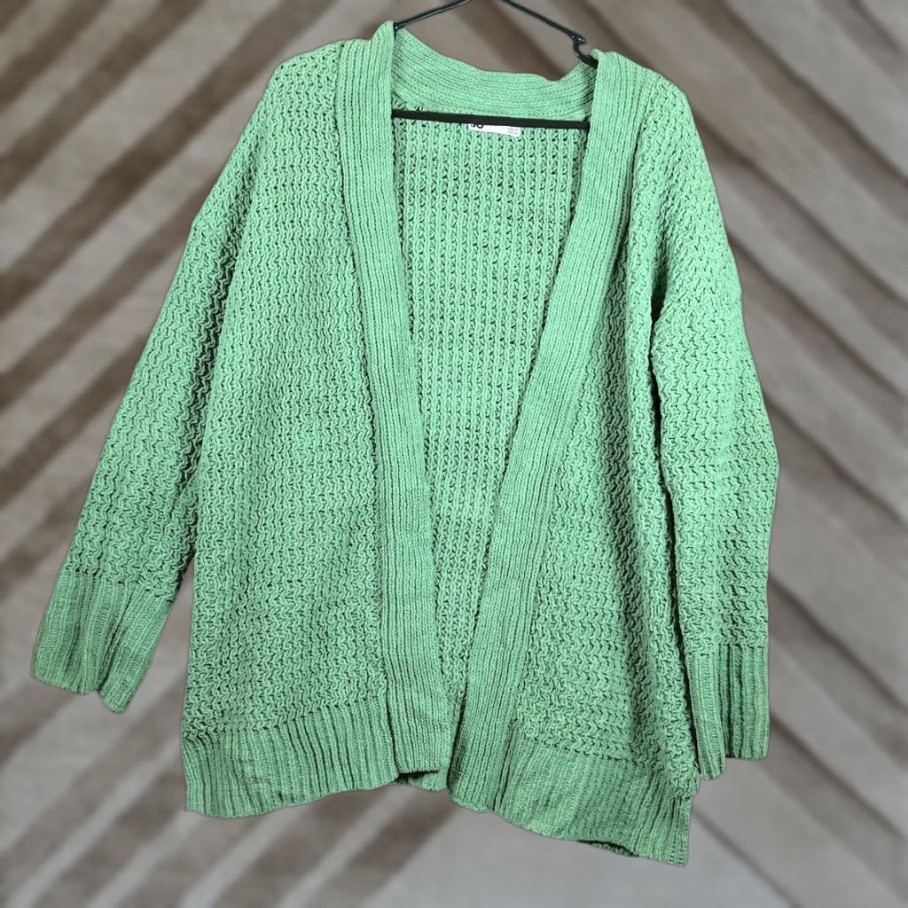 Vintage Sonoma Womens Sweater Green Knit Cardigan Open Front Large Size L / US 10 / IT 46 - 1 Thumbnail