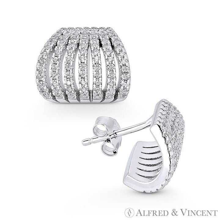 Other CZ Crystal Push-Back Huggie Earrings in .925 Sterling Silver Size ONE SIZE - 1 Preview
