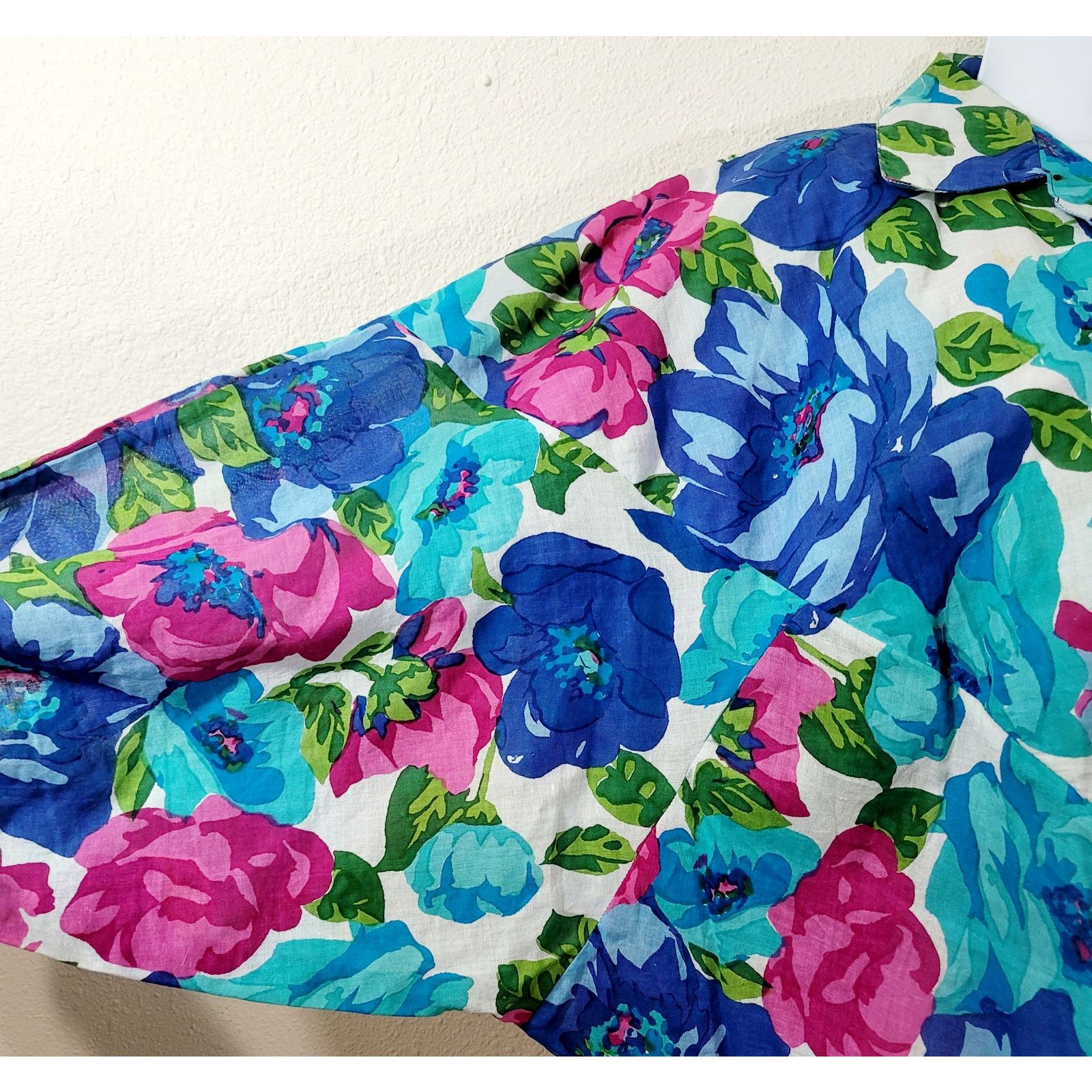 Other Sita Blue Pink Green Floral Button Bodice Pleated Dress S Size S / US 4 / IT 40 - 2 Thumbnail