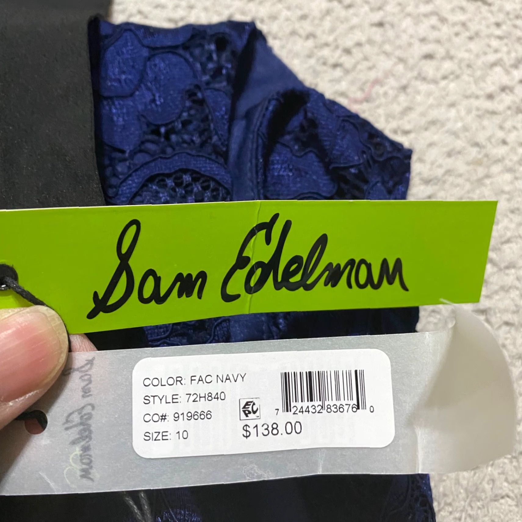 Sam Edelman NWT Sam Edelman Womens Dress Navy Blue Lace Floral Back Tie Sleeveless New sz 10 Size L / US 10 / IT 46 - 4 Thumbnail