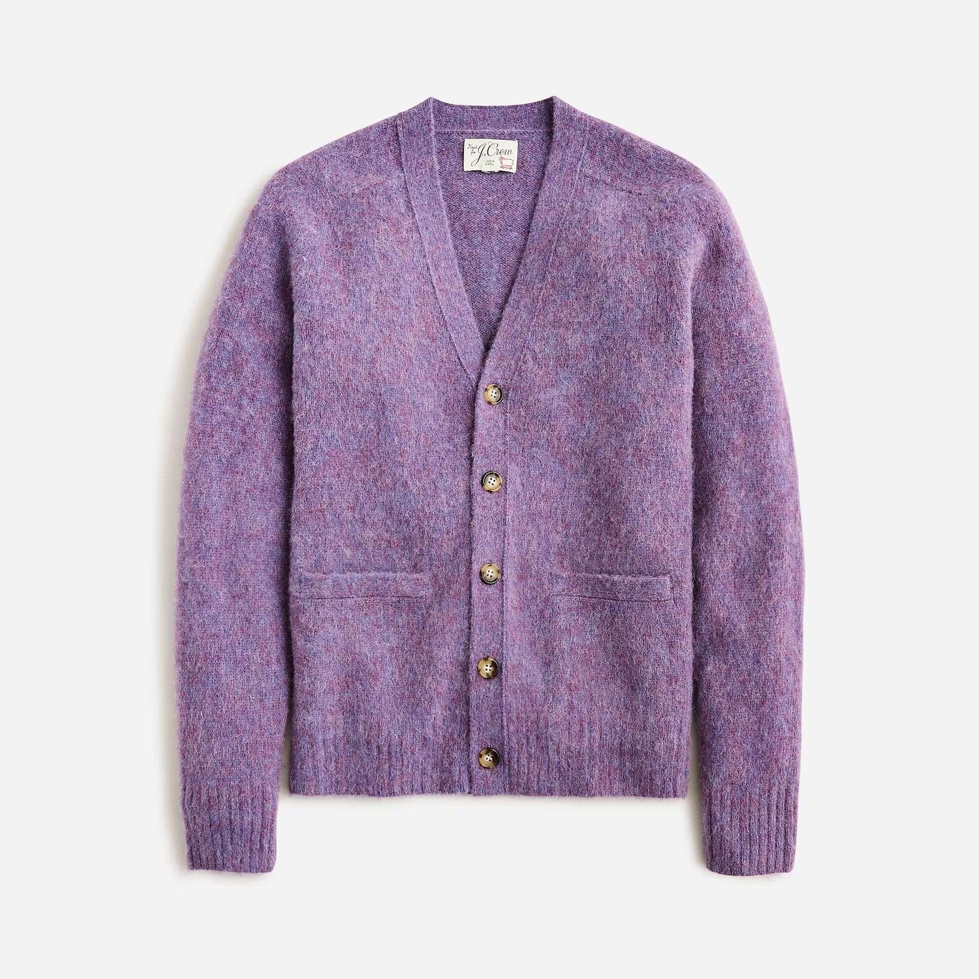 image of J Crew J. Crew Men's Brushed Wool V-Neck Cardigan Sweater in Purple (Size Small)