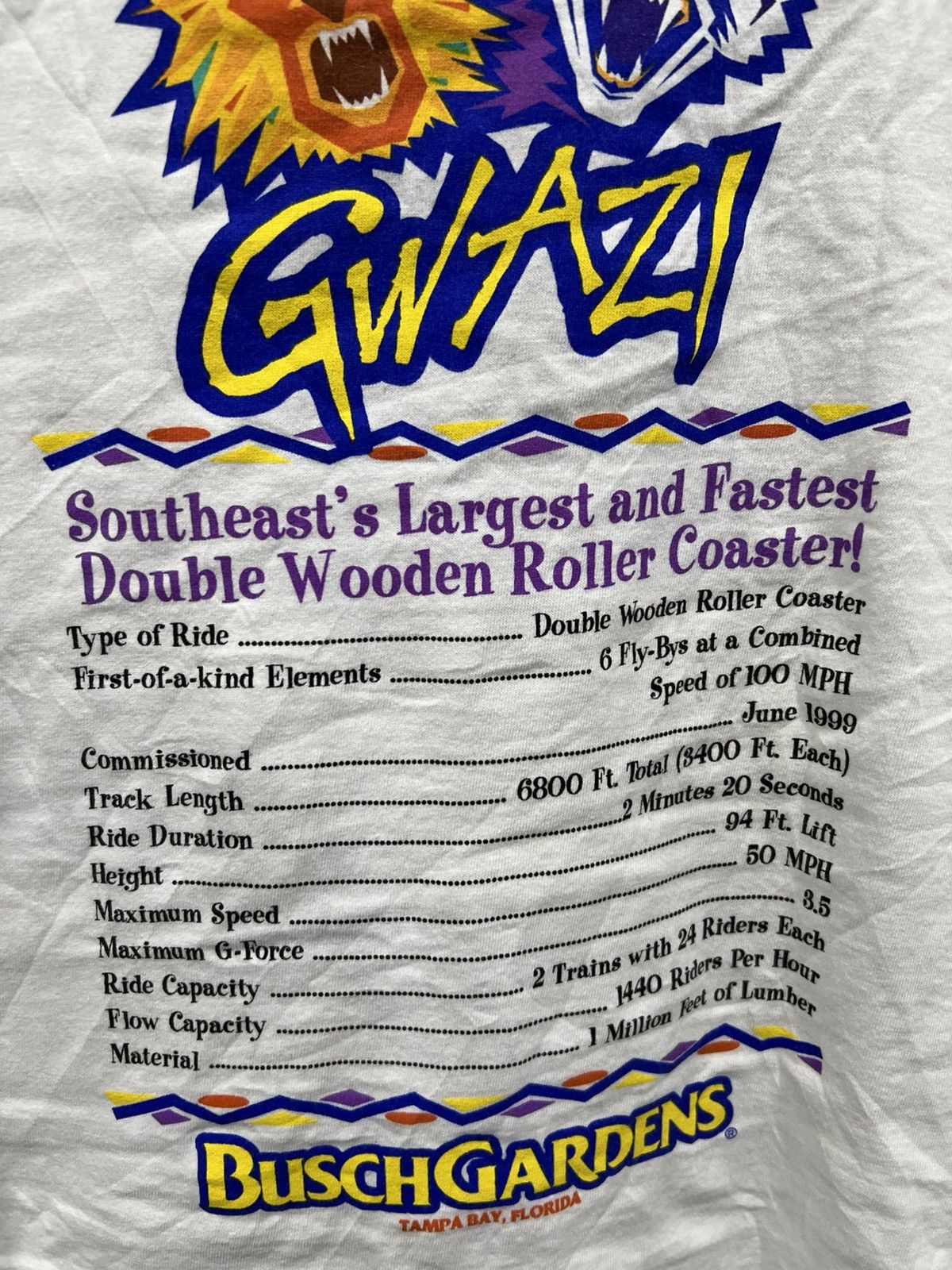 Vintage Vintage Busch Gardens Gwazi Tank Top Shirt Size US L / EU 52-54 / 3 - 4 Thumbnail