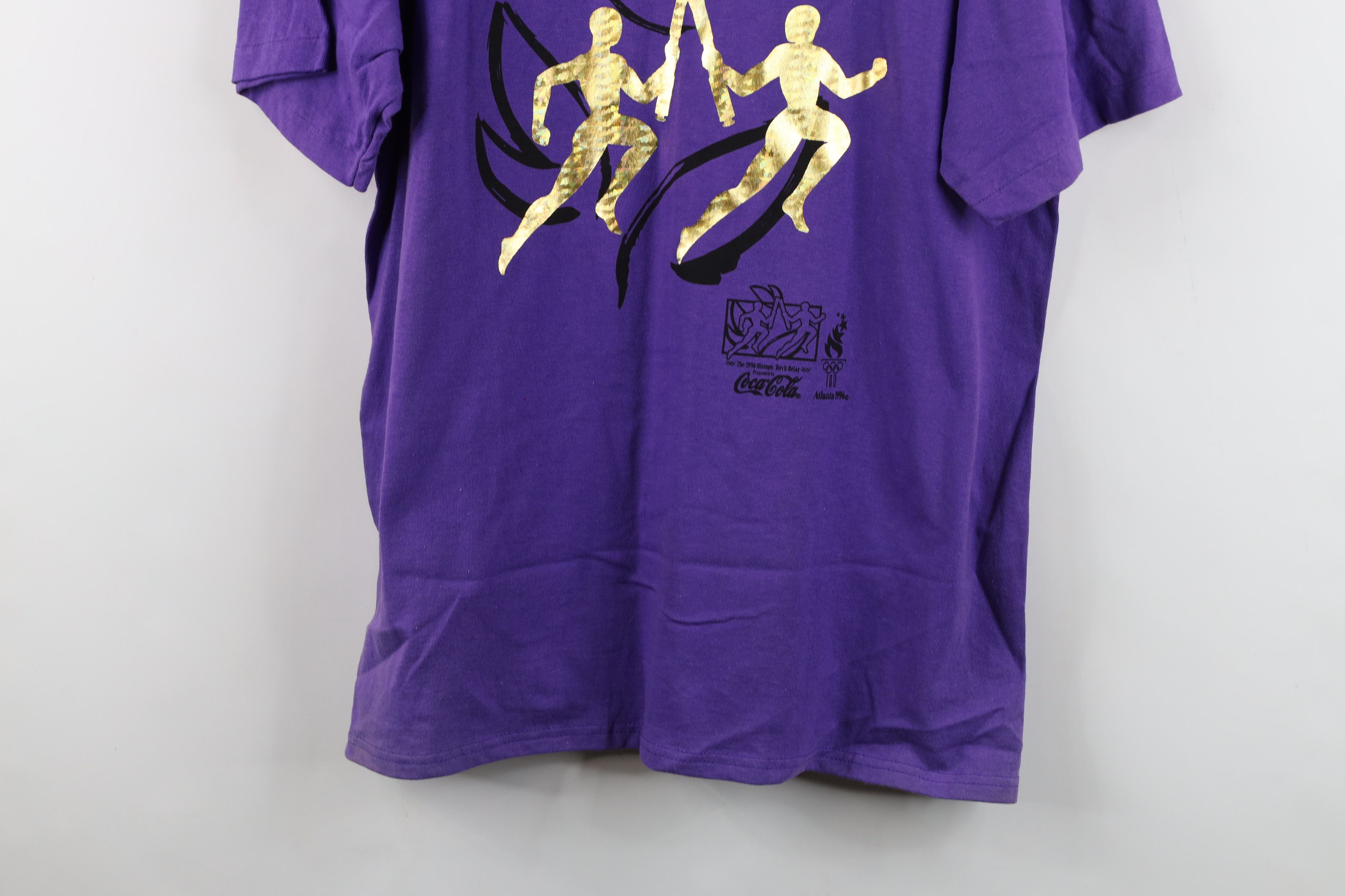Hanes Deadstock Vintage 90s Atlanta Torch Relay T-Shirt Purple Size US L / EU 52-54 / 3 - 3 Thumbnail