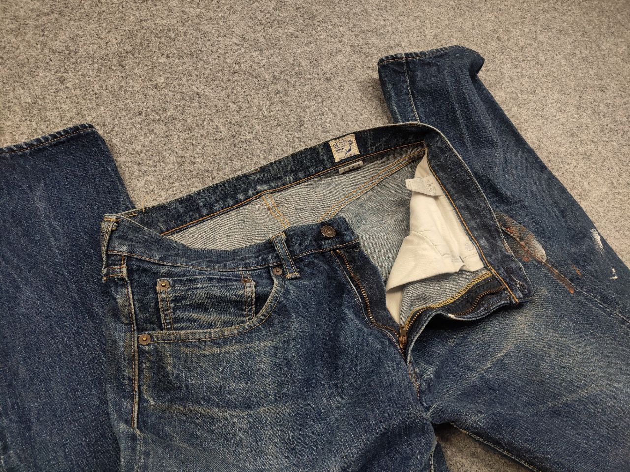 Orslow Vintage OrSlow Japan Selvedge Distressed paint Denim Jeans Size US 32 / EU 48 - 15 Thumbnail