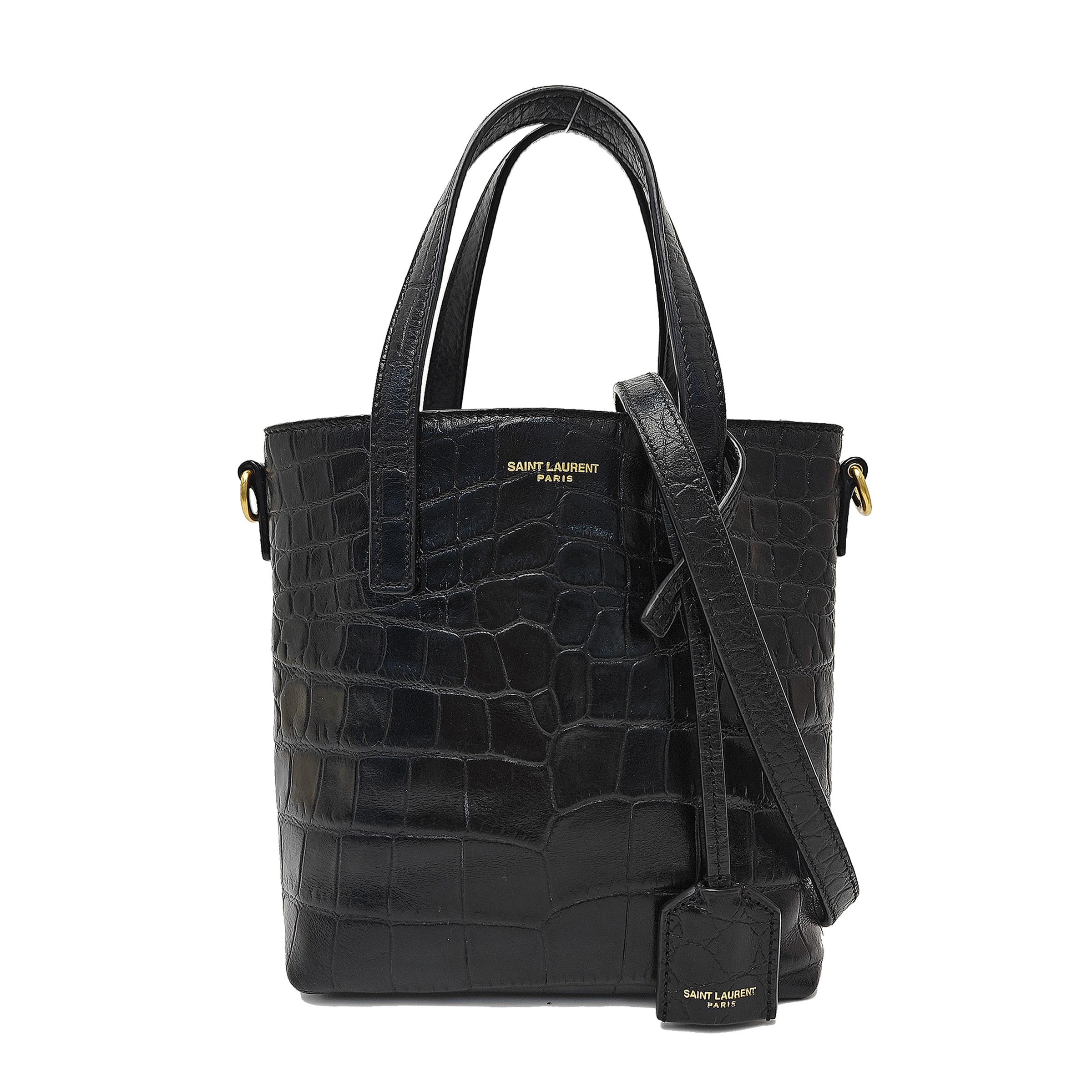 Saint Laurent Paris Saint Laurent Croc Embossed Leather Handle Bag ONE SIZE Size ONE SIZE - 1 Thumbnail