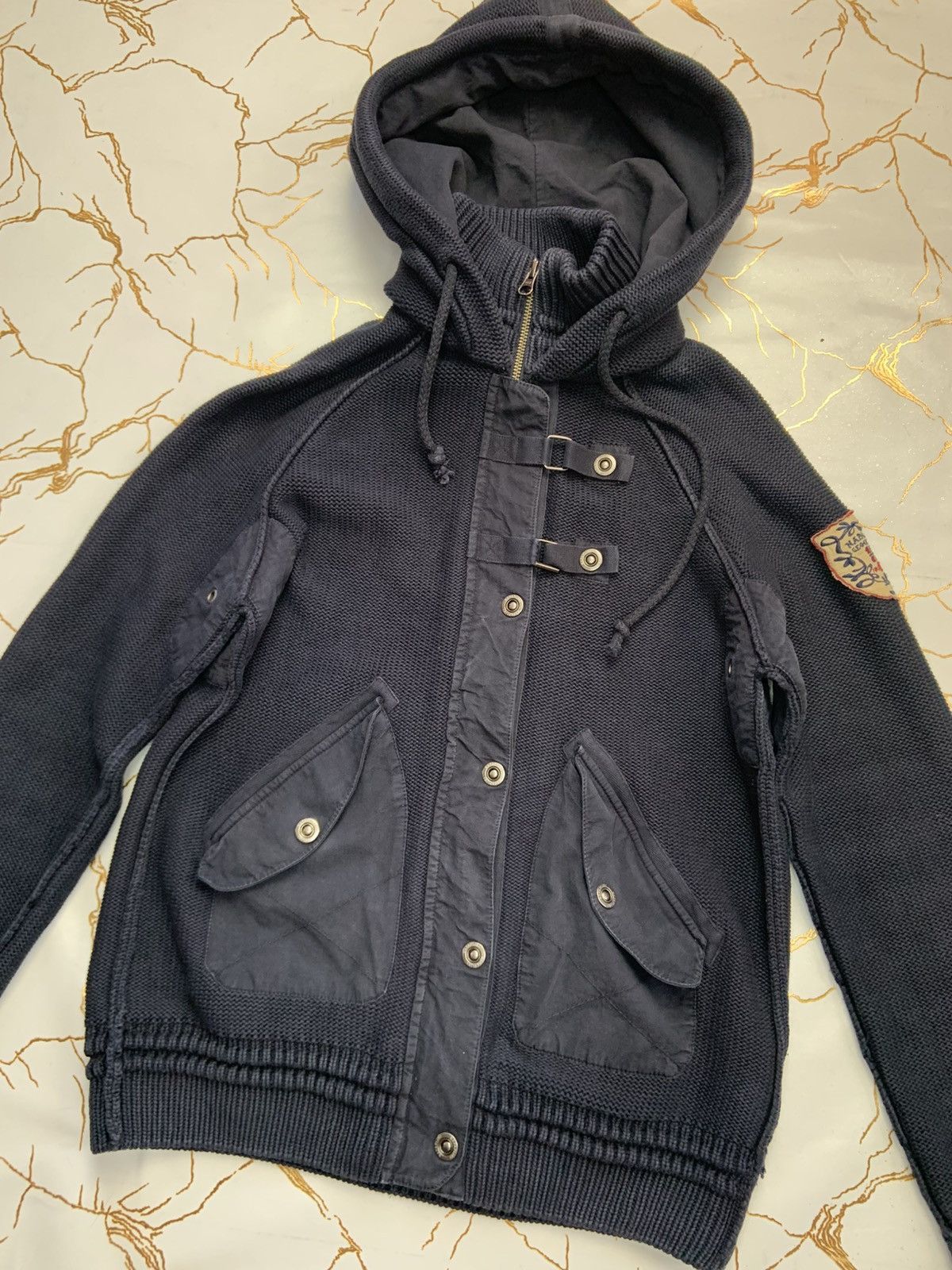 Napapijri Napapijri Women Blue Knitted Zip Hooded Sweater Size XL Size XL / US 12-14 / IT 48-50 - 3 Thumbnail