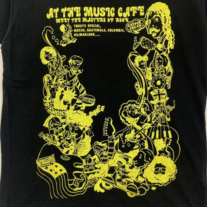 Vintage AT THE MUSIC CAFE Master Of Rock Illustration Tee Shirt Size US XS / EU 42 / 0 - 2 Thumbnail