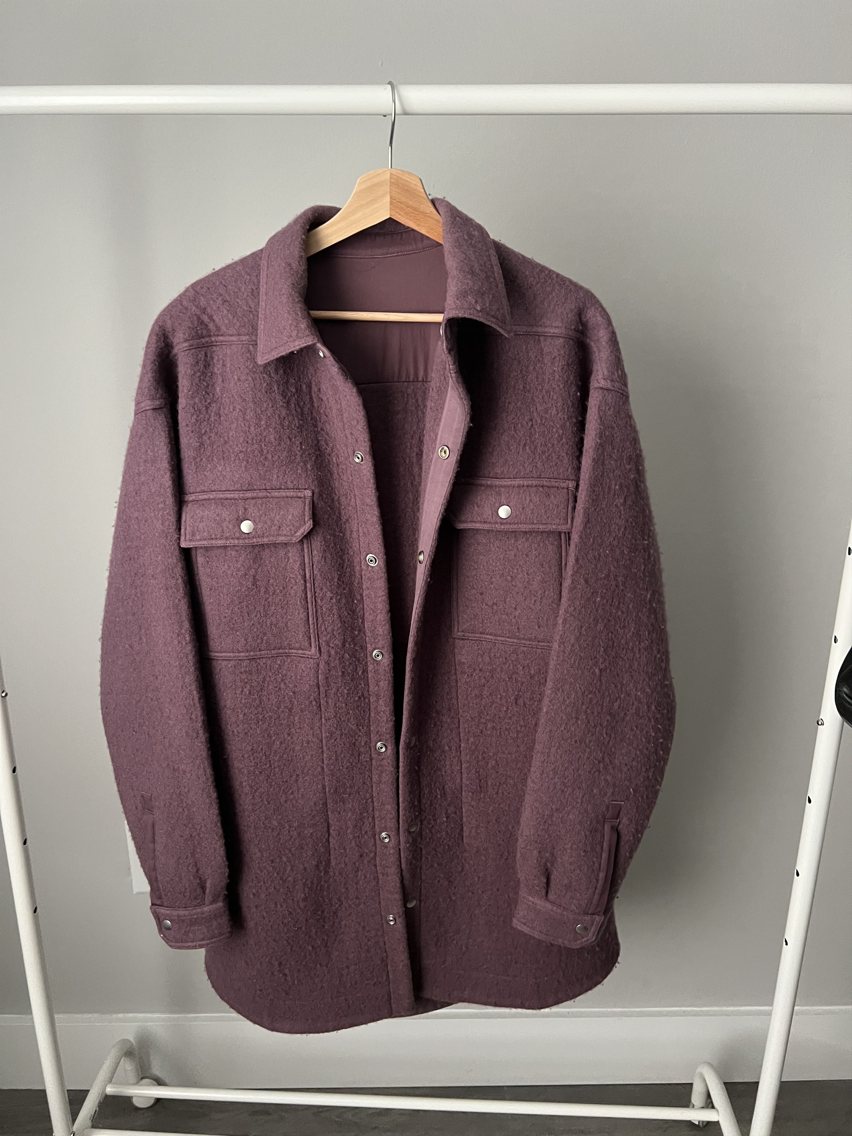Rick Owens AMETHYST LUXOR BOILED WOOL OUTERSHIRT Size US S / EU 44-46 / 1 - 1 Thumbnail