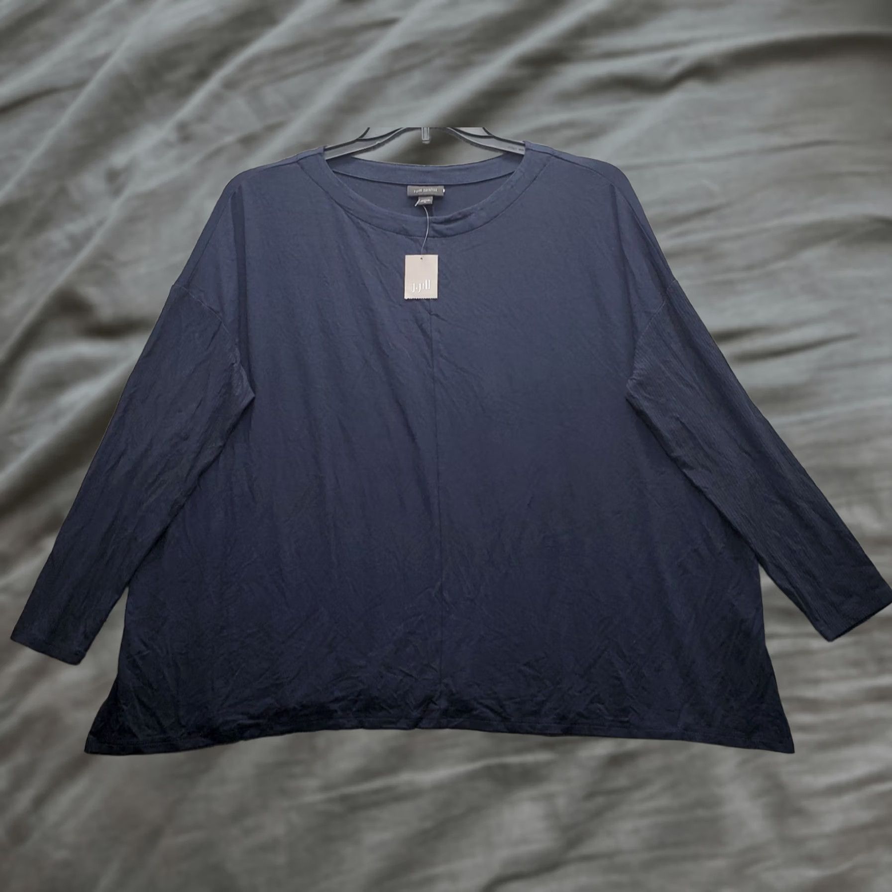 J. Jill J. Jill Tunic Top Womens Navy Rayon Relaxed Fit Round Neck Pullover Size M / US 6-8 / IT 42-44 - 1 Thumbnail