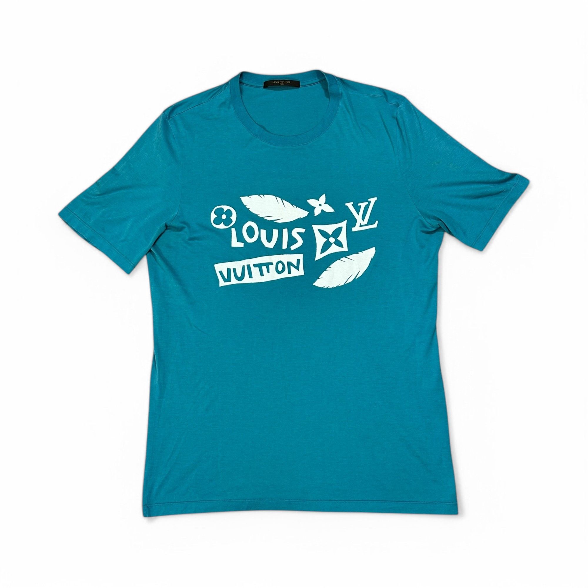 Louis Vuitton Louis Vuitton T-Shirt Feathers LV Logo Print Blue Size M / US 6-8 / IT 42-44 - 1 Thumbnail