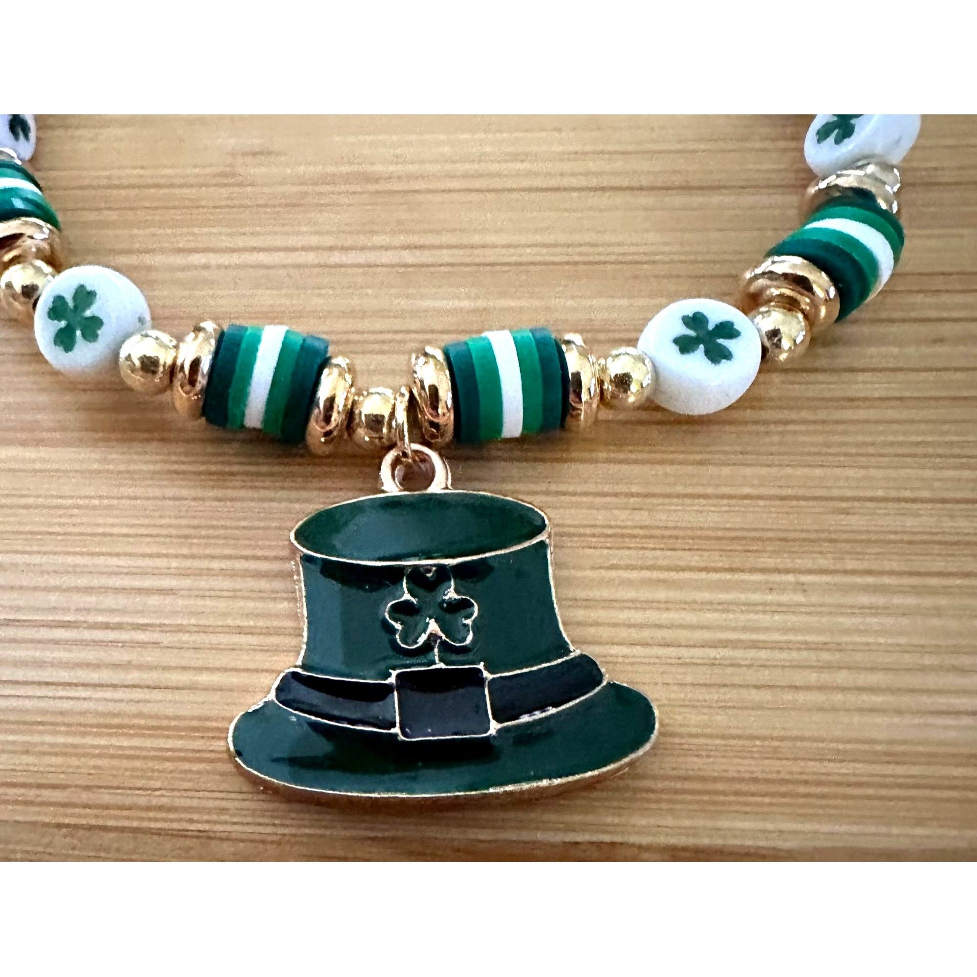 Handmade St Patricks Day Bracelet New Beaded Leprechaun Har Shamrock Size ONE SIZE - 6 Thumbnail