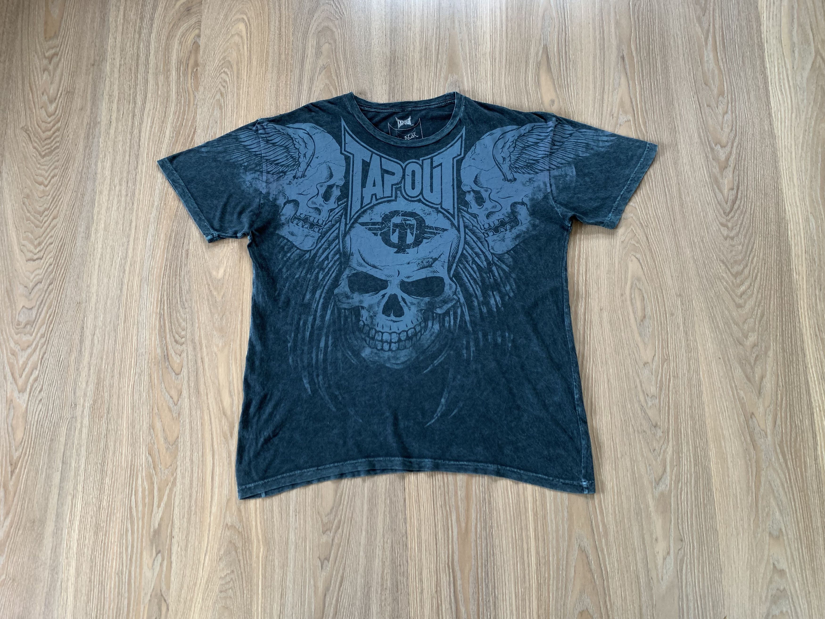 Affliction × Tapout Tapout Black Affliction Skull Rare All Over Print T Shirt Size US XL / EU 56 / 4 - 2 Thumbnail