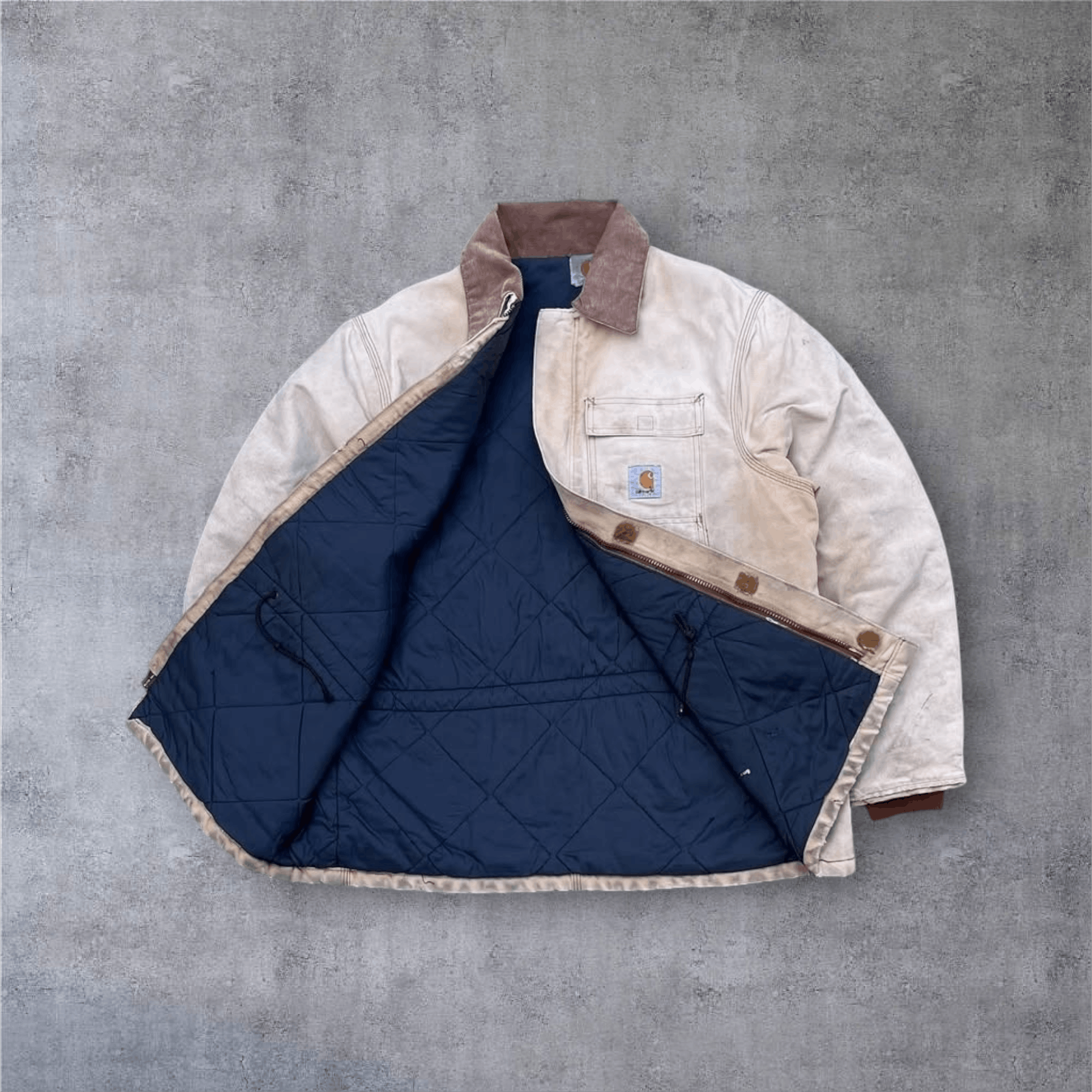 Carhartt × Vintage 90's Sunfade Carhartt Arctic Quilted Lined Denim Jacket Size US L / EU 52-54 / 3 - 2 Thumbnail
