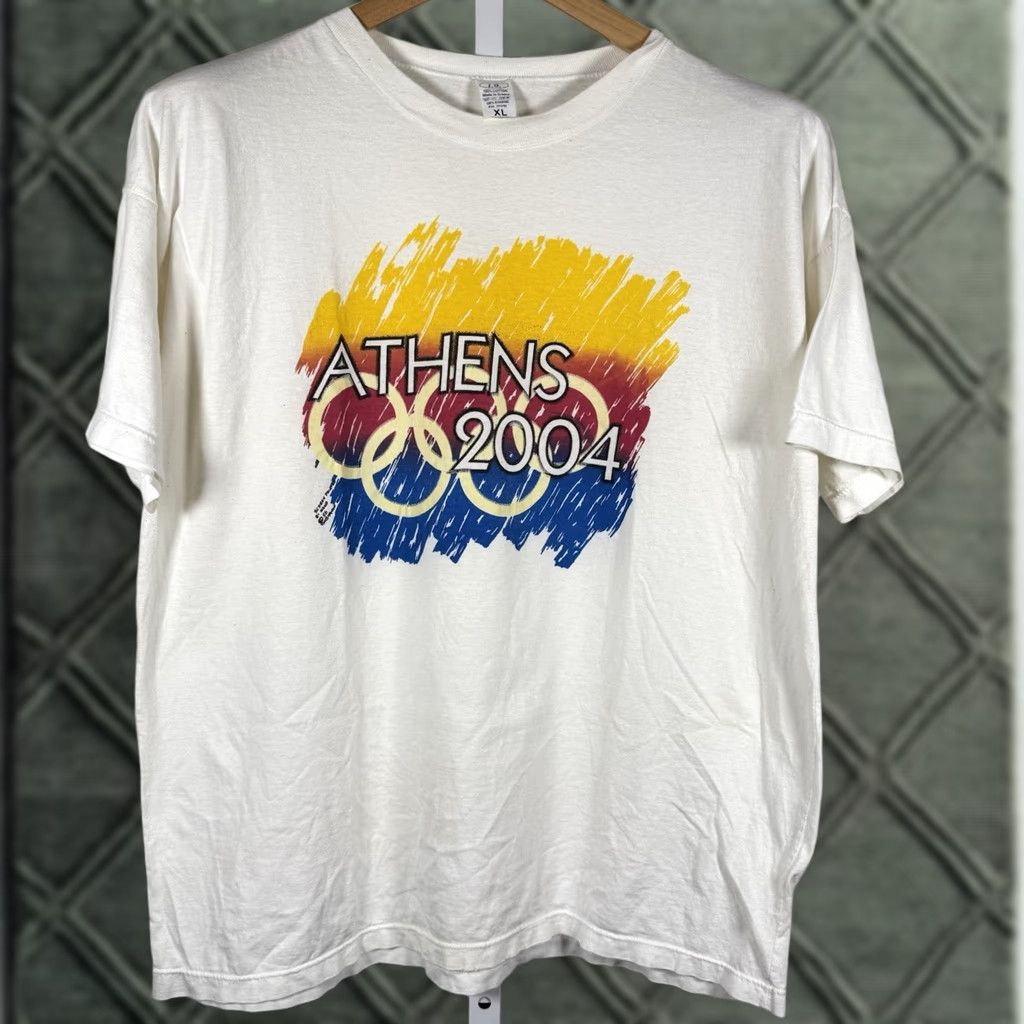 Vintage VINTAGE Athens 2004 Olympic Games White T-Shirt Made In Greece Men's XL Shirt Mens XL White Olympics Vintage Sports USA 2004 Size US XL / EU 56 / 4 - 1 Thumbnail