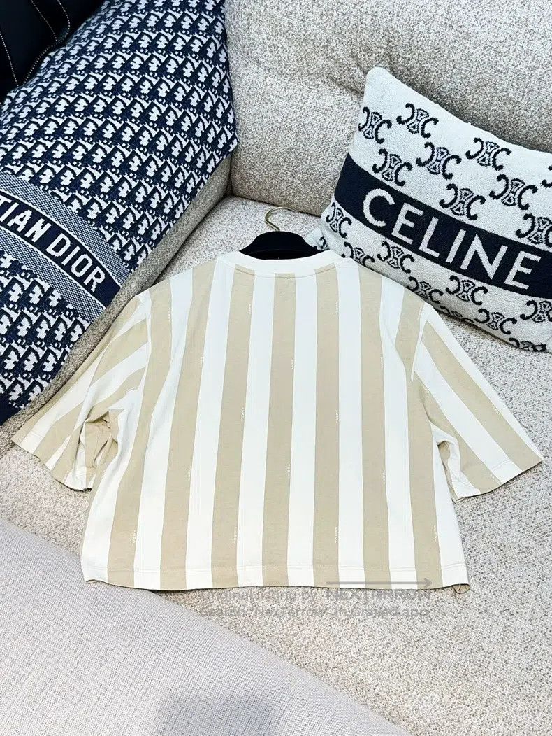 Fendi Fendi Off-white M Size Striped Short Sleeve T-Shirt Size M / US 6-8 / IT 42-44 - 2 Thumbnail