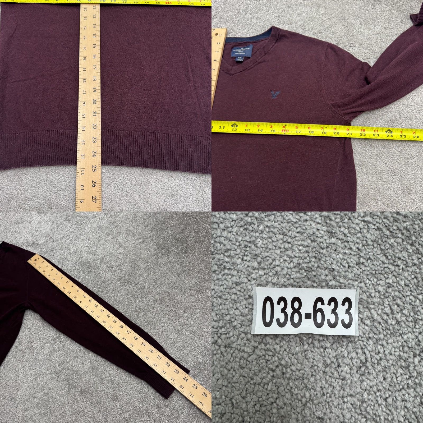 American Eagle Outfitters American Eagle Outfitters Sweater Shirt Mens M V-Neck Knit Pullover Maroon Red Solid Classic Preppy Knitwear Casual Scarf? Size US M / EU 48-50 / 2 - 8 Thumbnail