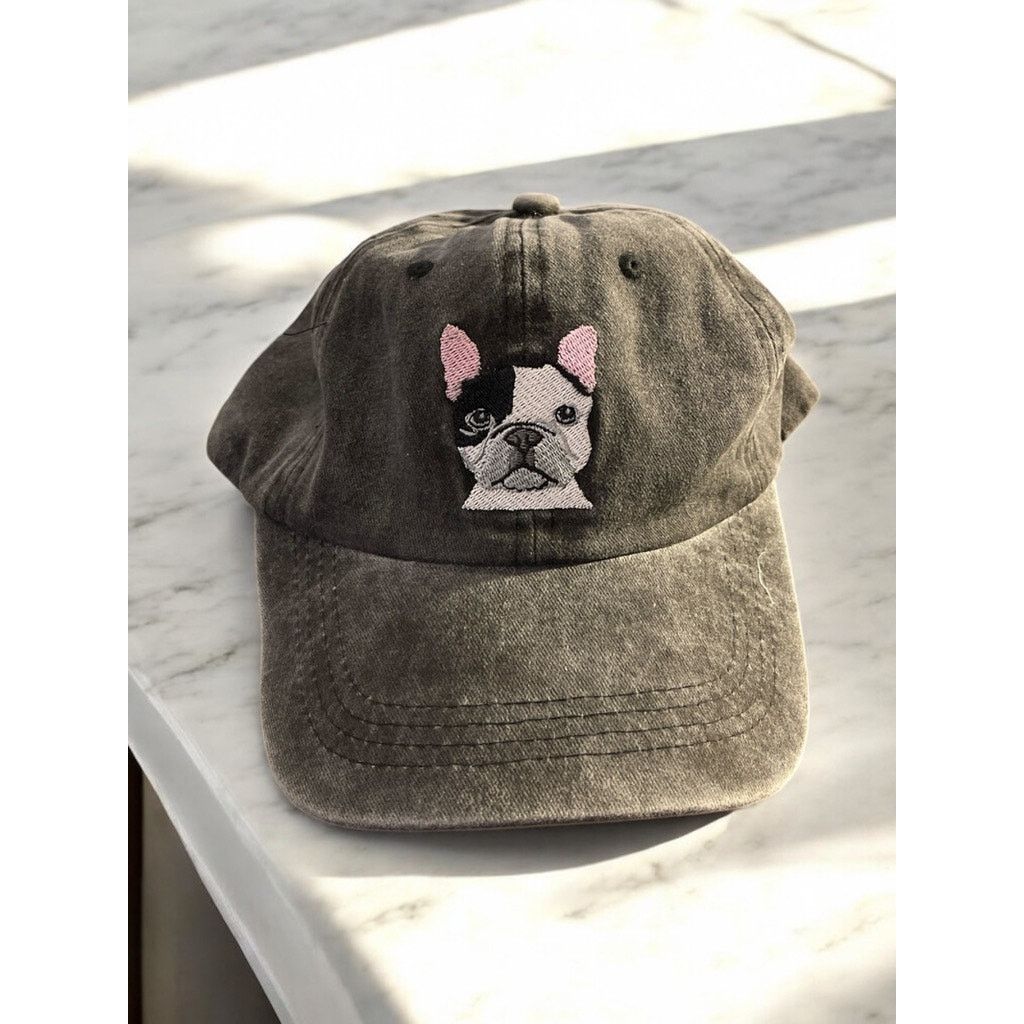 Unknown London Aldeal Olive Green Baseball Hat Dog Bulldog Pug One size Size ONE SIZE - 1 Thumbnail