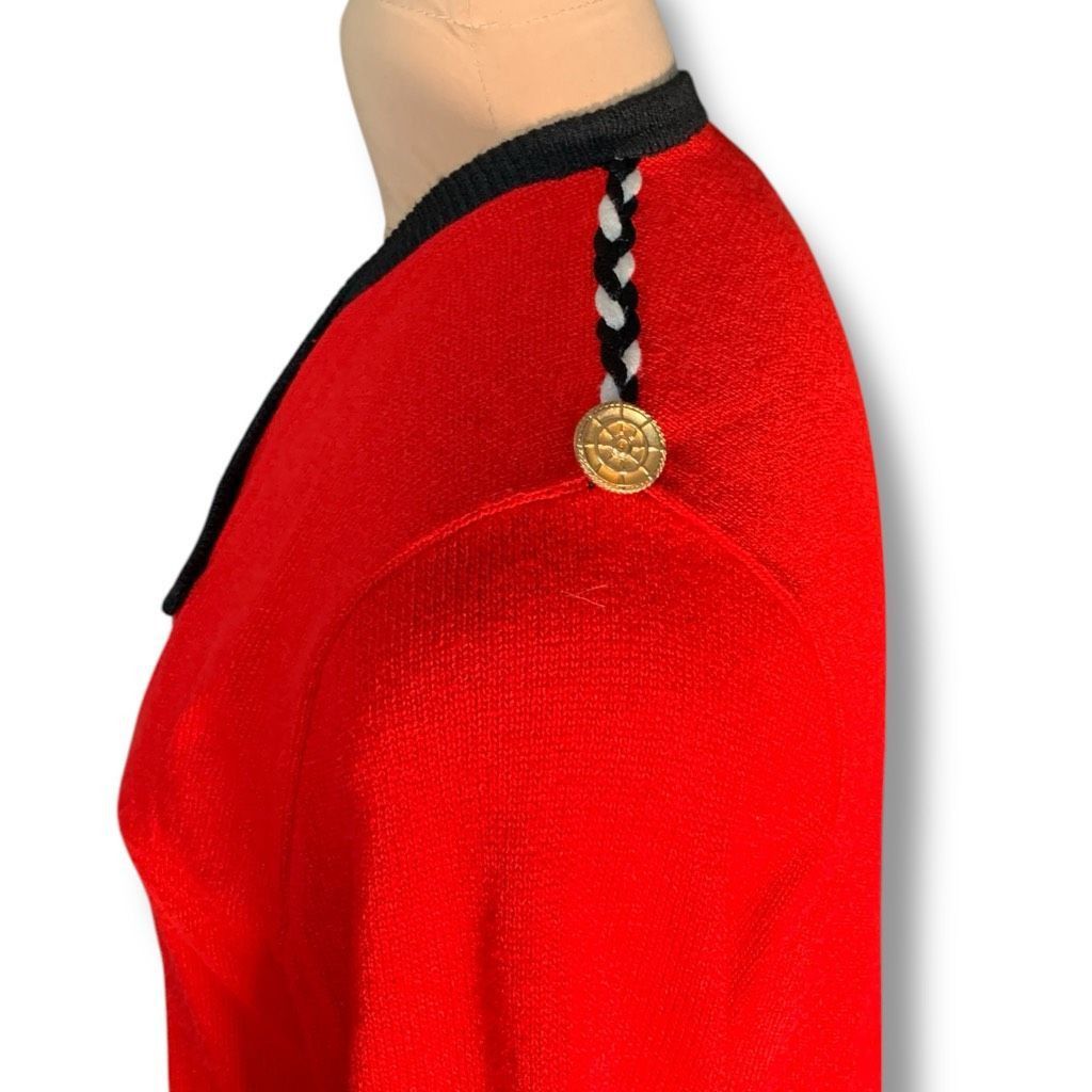 Vintage Vintage Laura by Alyzia Red Double-Breasted Cardigan Gold Bu Size L / US 10 / IT 46 - 2 Thumbnail