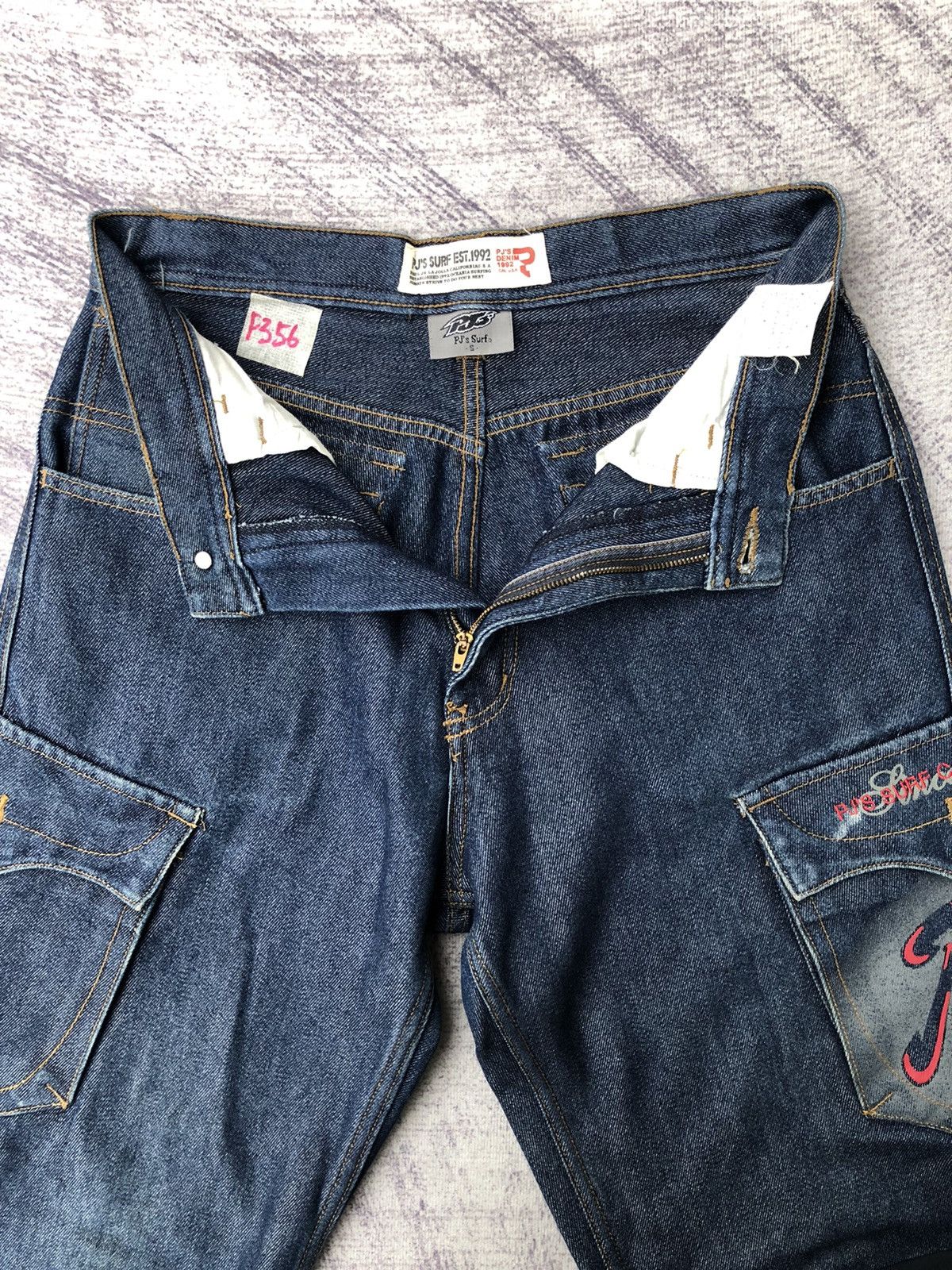 Japanese Brand PJ's Japanese Surfwear Hip Hop Jeans Cargo Shiny Pants Size US 27 - 12 Thumbnail