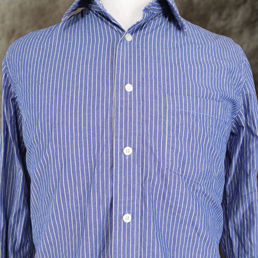 Aeropostale Aeropostale Men's Medium Blue Yellow Striped Button-Up Long Sleeve Shirt Classic Preppy Size US M / EU 48-50 / 2 - 1 Thumbnail
