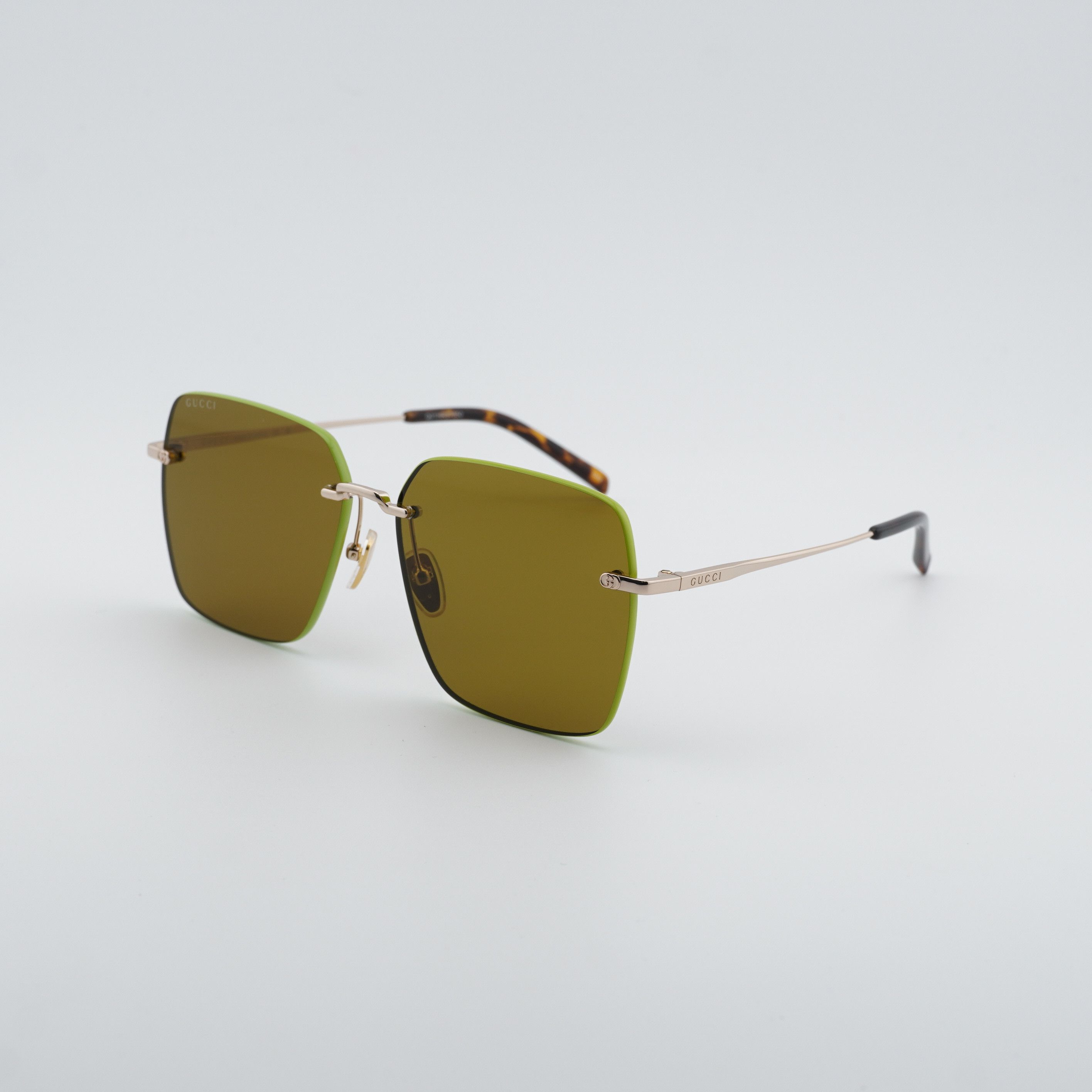 Gucci Gucci GG1955SA 004 Sunglasses Gold/Green Square Frame Size ONE SIZE - 1 Thumbnail