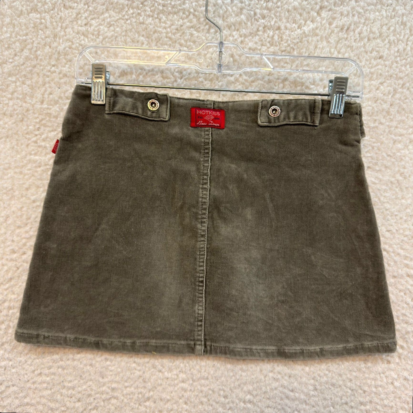 Vintage Y2K Vintage Corduroy Mini Skirt Olive Green Low Rise Belted Cargo 0 2 24 25 Women's Womens Grunge Hot Kiss Corduroy Skirt Size 25" / US 0 / IT 36 - 2 Thumbnail