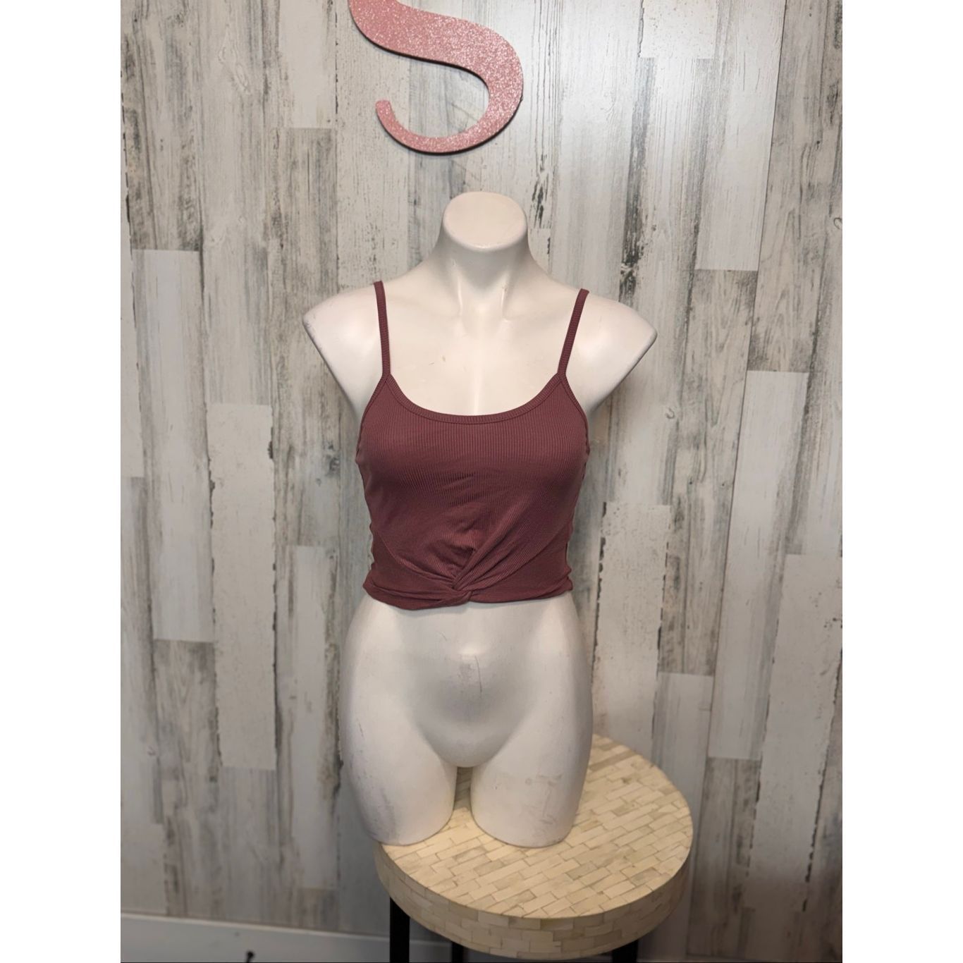 Other Bozzolo Ribbed Twist Front Crop Cami Women’s Small Mauve Pink Adjustable Strap Tank Size S / US 4 / IT 40 - 3 Thumbnail