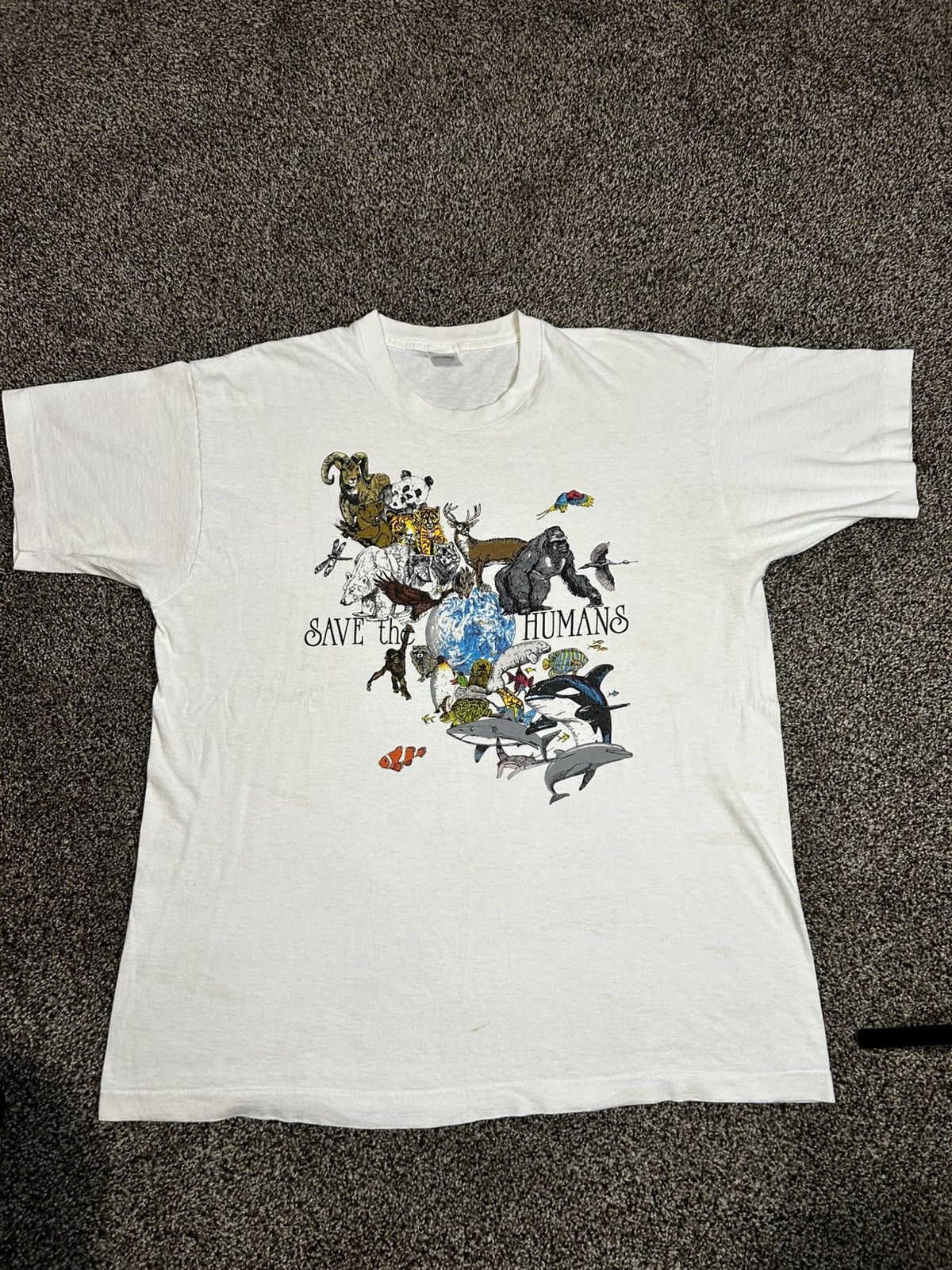 Fruit Of The Loom Vintage 90’s nature Save The Humans single stich XL Size US XL / EU 56 / 4 - 1 Thumbnail