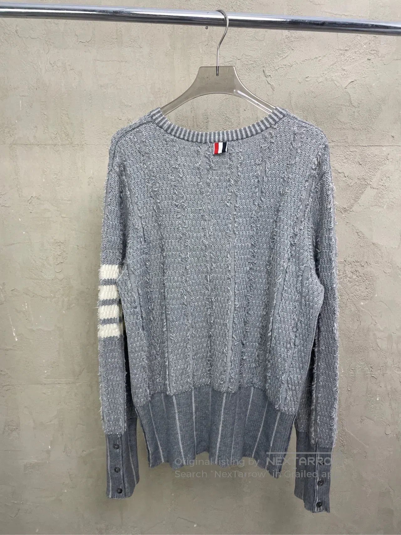 Thom Browne Thom Browne Gray Stripe Fringe Wool Sweater. Size US M / EU 48-50 / 2 - 2 Thumbnail