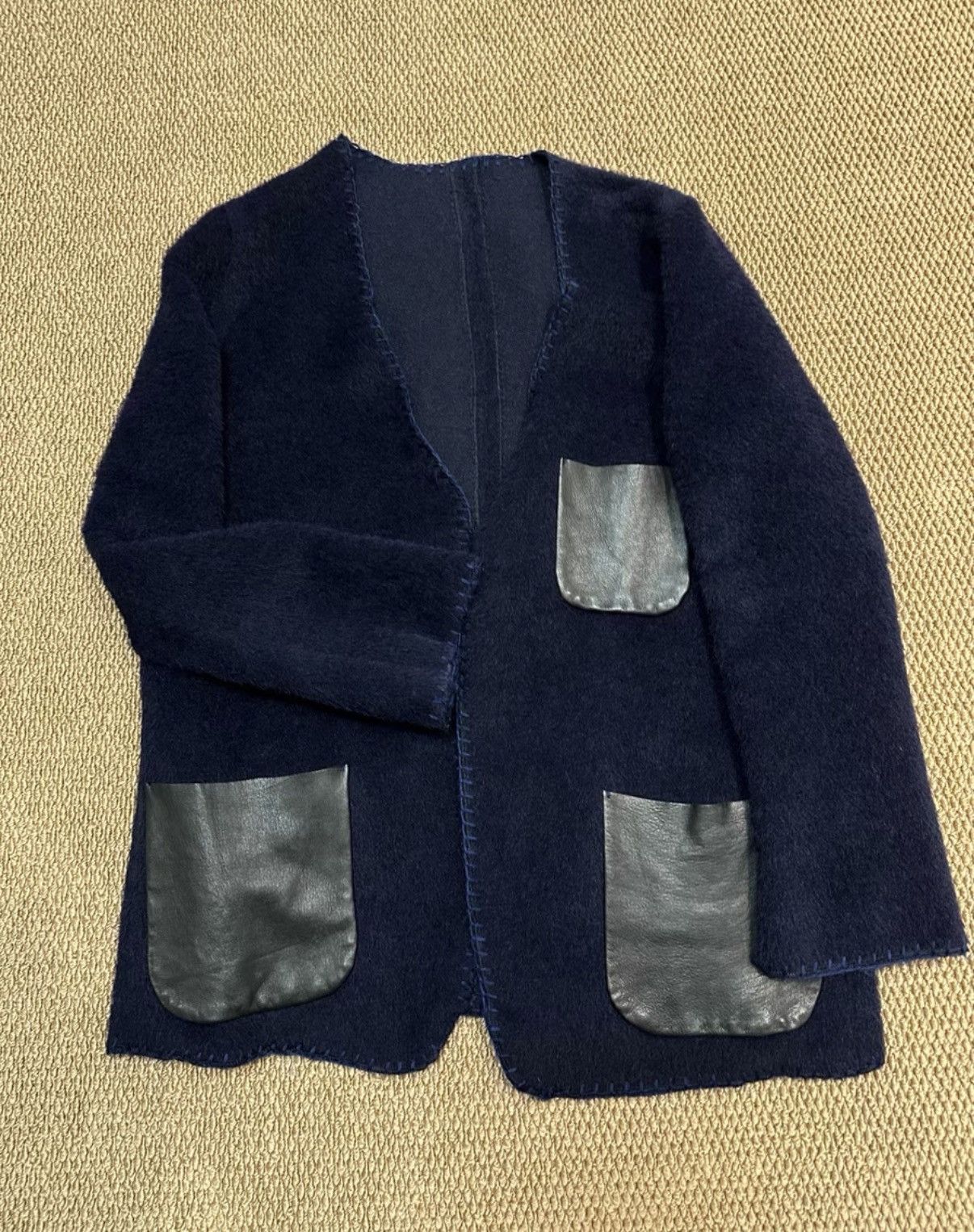 Bed j.w. Ford BED J.W. FORD Navy Alpaca Wool Collarless Jacket K23 Size US M / EU 48-50 / 2 - 1 Thumbnail