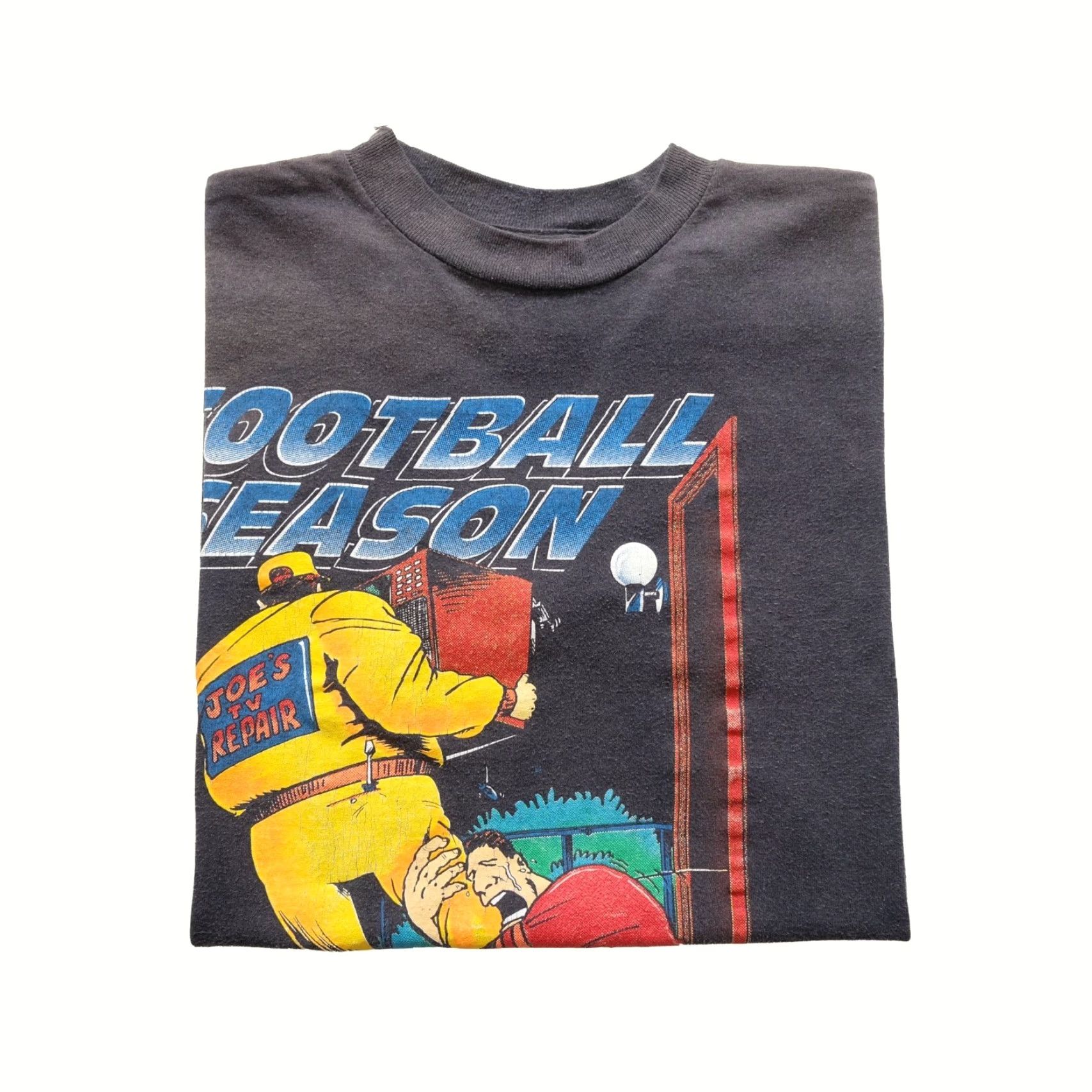 NFL VINTAGE 90s FOOTBALL SEASON NIGHTMARES 1991 BLACK T-SHIRT SZ M NFL Men Short Sleeve Crew Neck Cotton Size US M / EU 48-50 / 2 - 2 Thumbnail