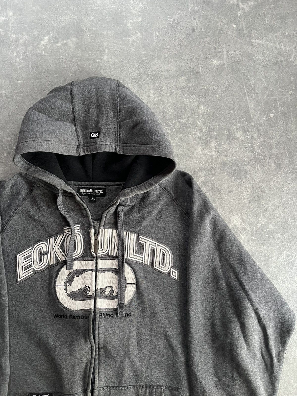 Ecko Unltd. Ecko Unltd. Big Spellout Rhino Logo Baggy Zip Hoodie L XL Size US L / EU 52-54 / 3 - 6 Thumbnail