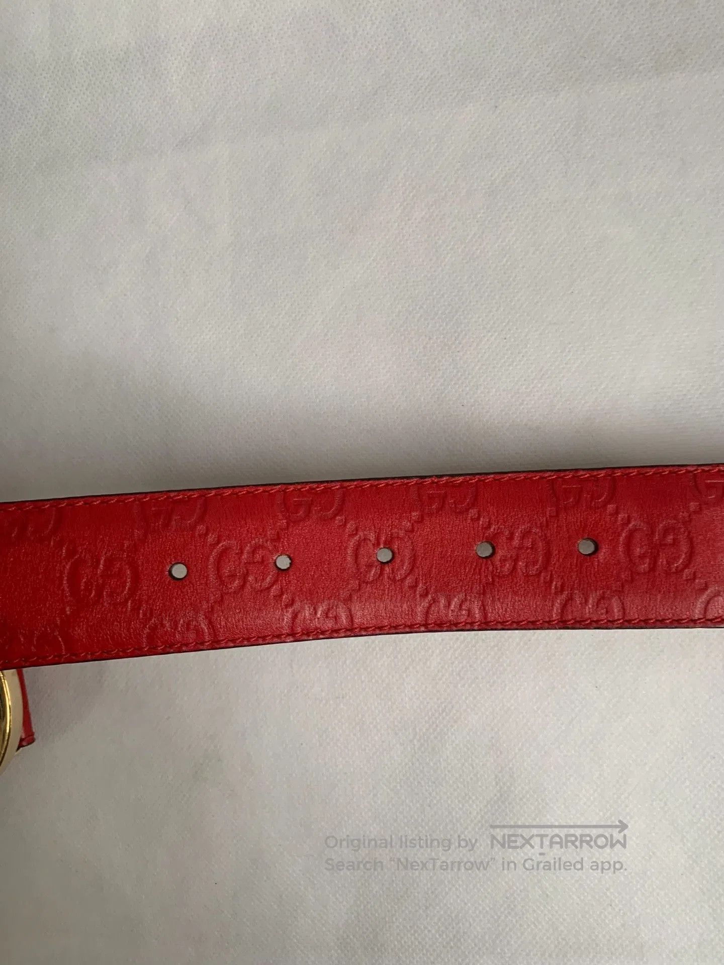 Gucci Gucci Red Double G Gold Buckle Belt. Size ONE SIZE - 5 Thumbnail