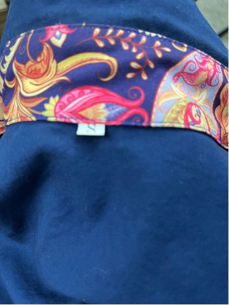 Unknown London Navy Button-Up Shirt w/ Bold Paisley Trim - Sz S 100% Cotton Size US S / EU 44-46 / 1 - 8 Thumbnail